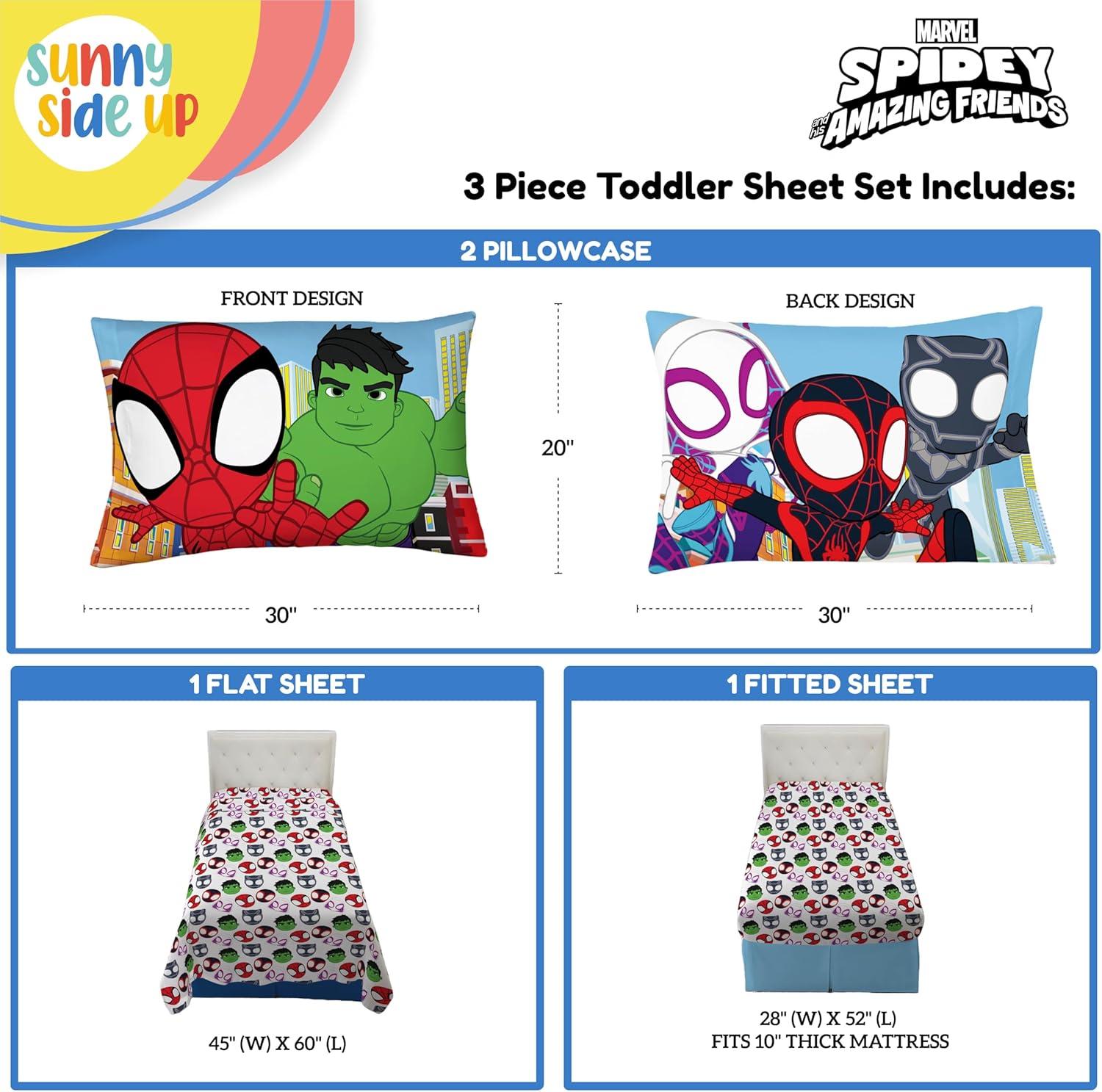 imageSunny Side Up Bluey amp Friends Full Sheet Set 4 Piece Kids Bedding Set Includes Pillow Cover Super Soft Microfiber SheetsMulti Spidey Friends