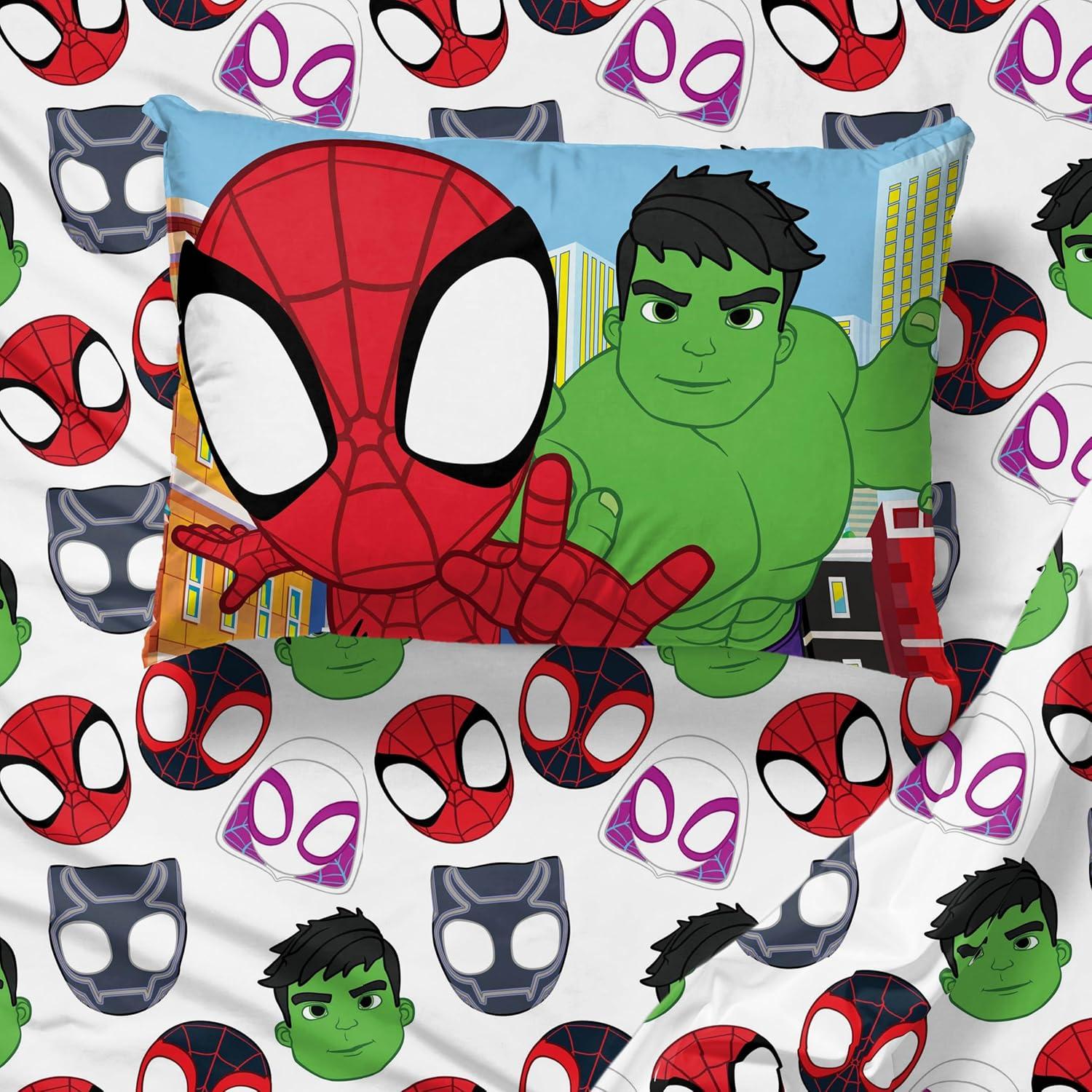 imageSunny Side Up Bluey amp Friends Full Sheet Set 4 Piece Kids Bedding Set Includes Pillow Cover Super Soft Microfiber SheetsMulti Spidey Friends