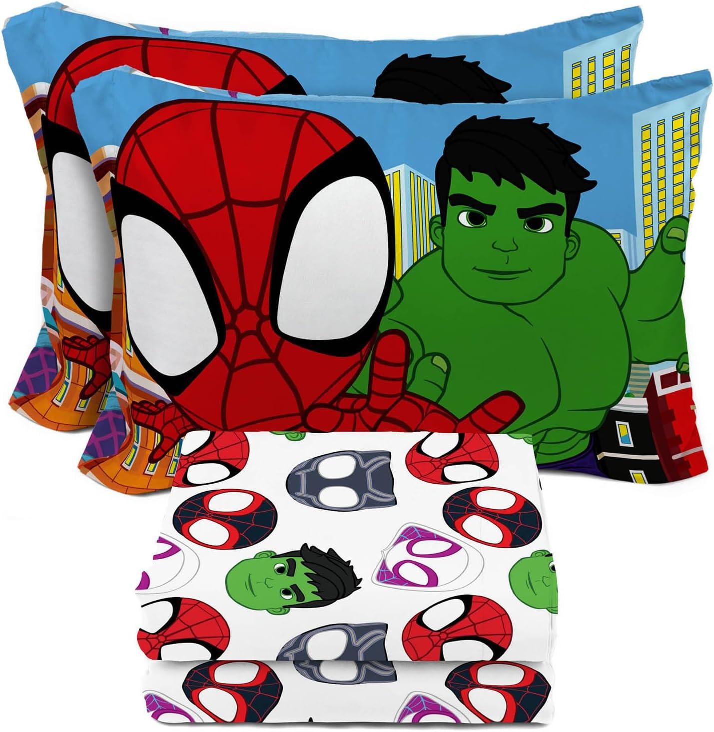 imageSunny Side Up Bluey amp Friends Full Sheet Set 4 Piece Kids Bedding Set Includes Pillow Cover Super Soft Microfiber SheetsMulti Spidey Friends