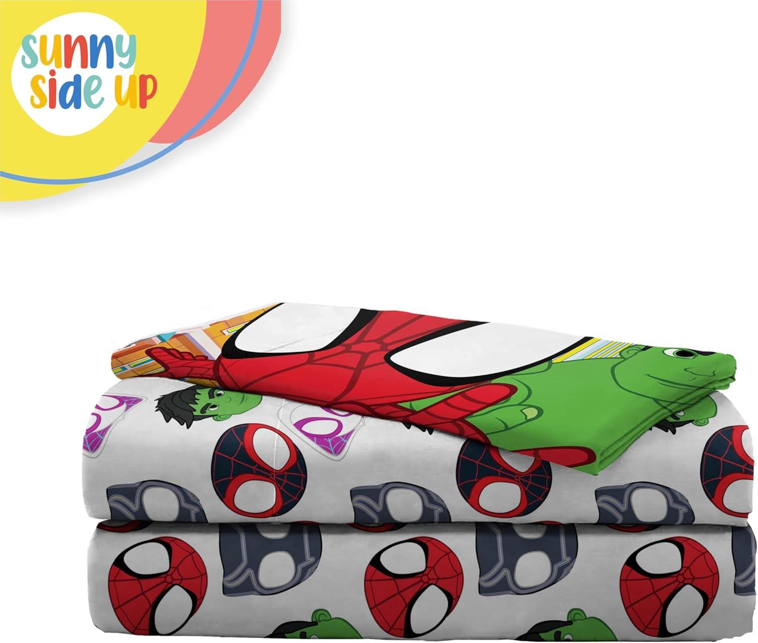 imageSunny Side Up Bluey amp Friends Full Sheet Set 4 Piece Kids Bedding Set Includes Pillow Cover Super Soft Microfiber SheetsMulti Spidey Friends