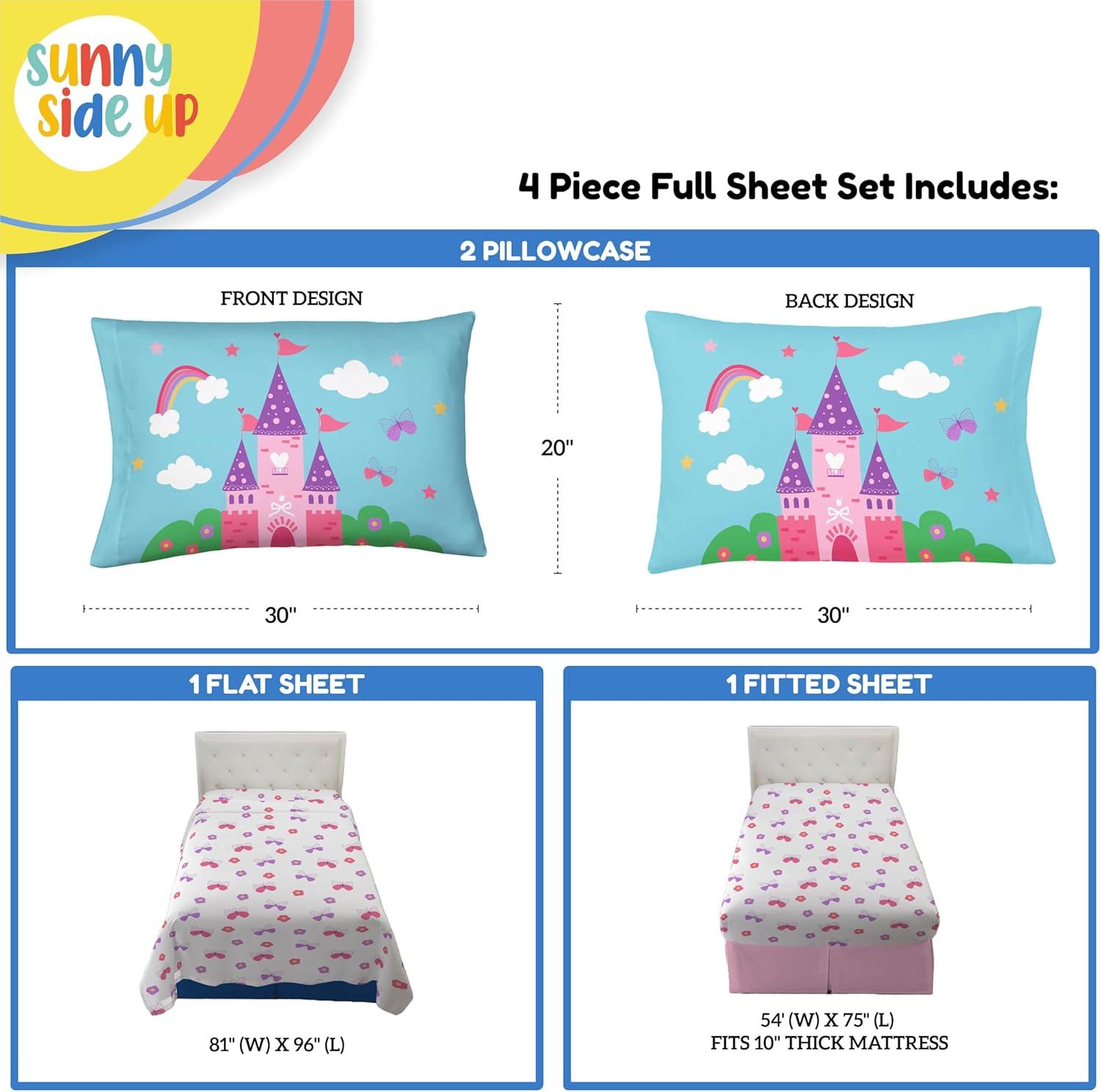 imageSunny Side Up Bluey amp Friends Full Sheet Set 4 Piece Kids Bedding Set Includes Pillow Cover Super Soft Microfiber SheetsWhite Magic Castle