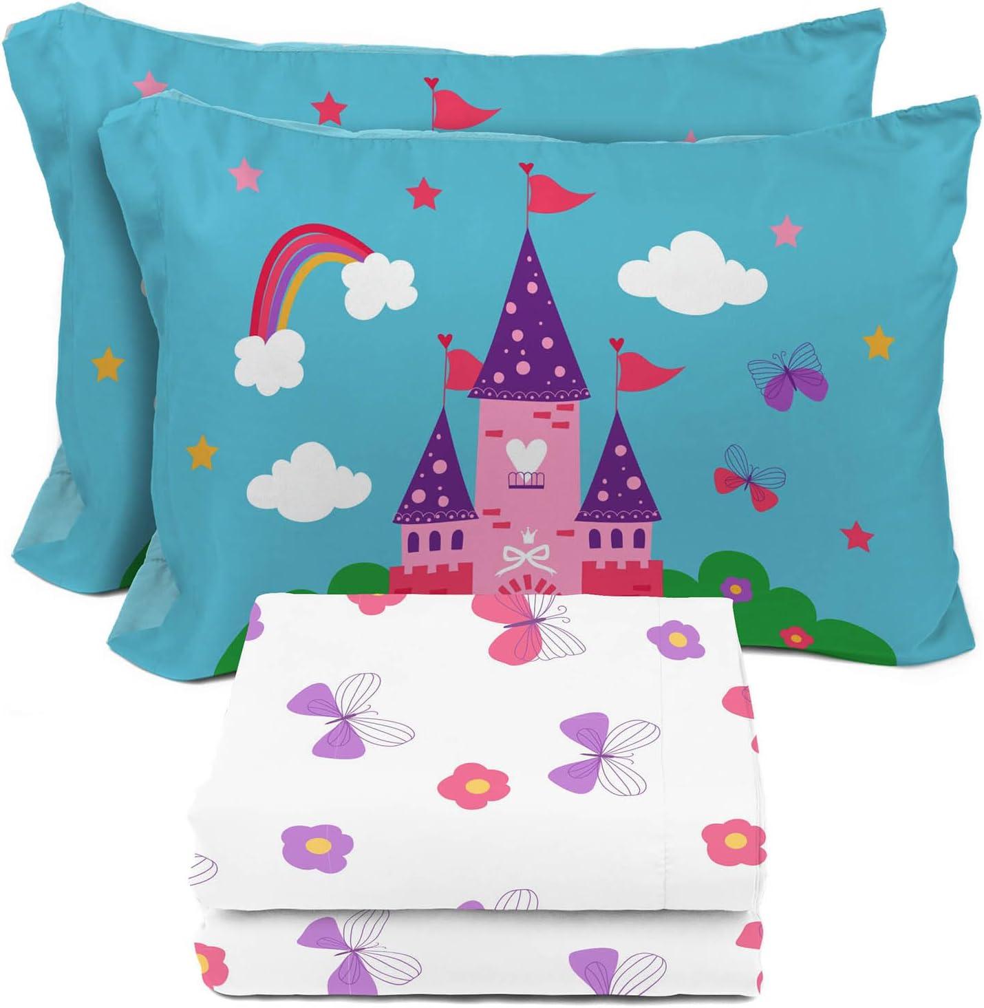 imageSunny Side Up Bluey amp Friends Full Sheet Set 4 Piece Kids Bedding Set Includes Pillow Cover Super Soft Microfiber SheetsWhite Magic Castle