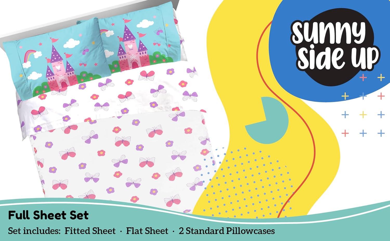 imageSunny Side Up Bluey amp Friends Full Sheet Set 4 Piece Kids Bedding Set Includes Pillow Cover Super Soft Microfiber SheetsWhite Magic Castle