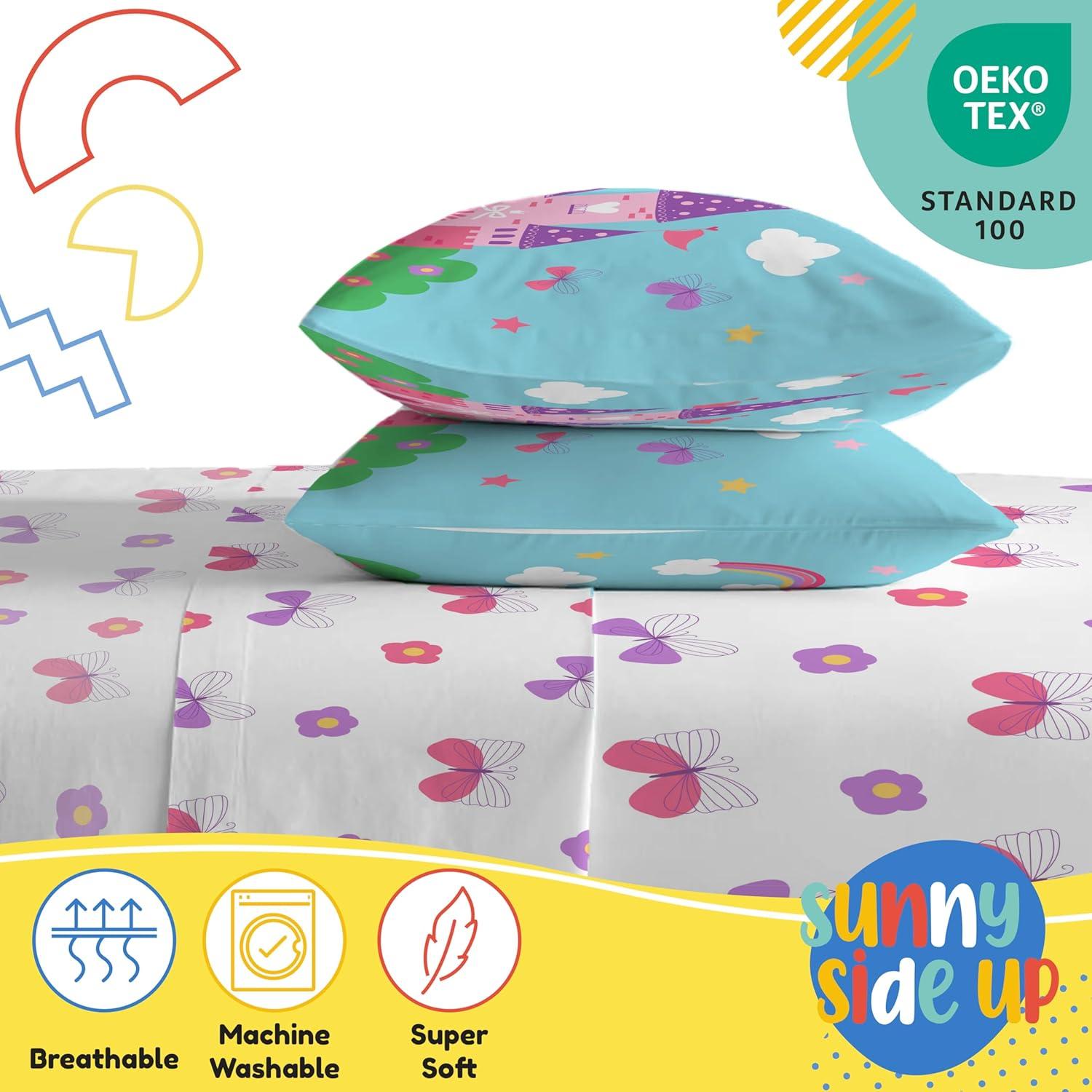 imageSunny Side Up Bluey amp Friends Full Sheet Set 4 Piece Kids Bedding Set Includes Pillow Cover Super Soft Microfiber SheetsWhite Magic Castle