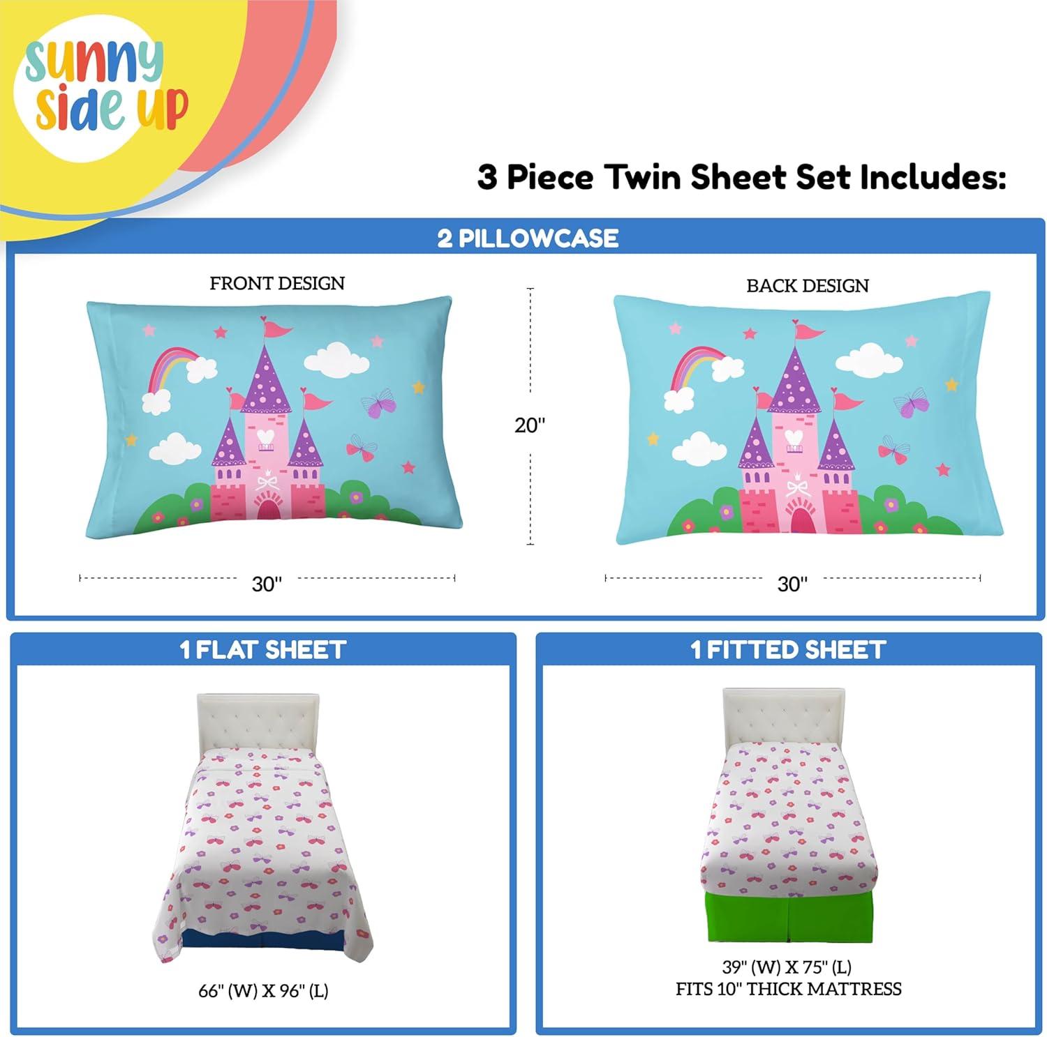 imageSunny Side Up Bluey amp Friends Full Sheet Set 4 Piece Kids Bedding Set Includes Pillow Cover Super Soft Microfiber SheetsWhite Magic Castle