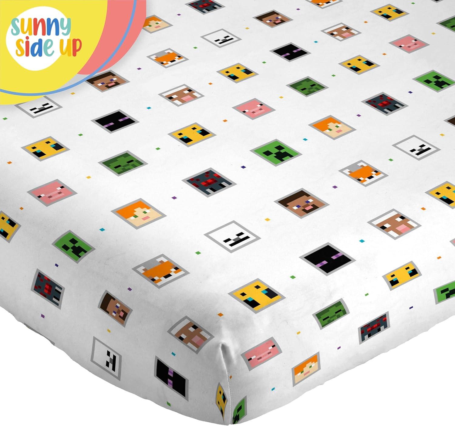 imageSunny Side Up Bluey amp Friends Full Sheet Set 4 Piece Kids Bedding Set Includes Pillow Cover Super Soft Microfiber SheetsWhite Minecraft