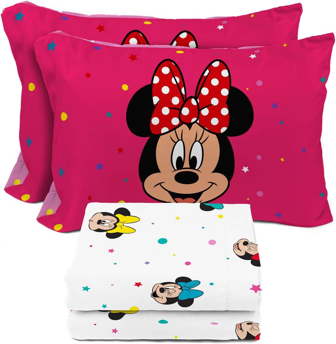 imageSunny Side Up Bluey amp Friends Full Sheet Set 4 Piece Kids Bedding Set Includes Pillow Cover Super Soft Microfiber SheetsWhite Minnie Mouse