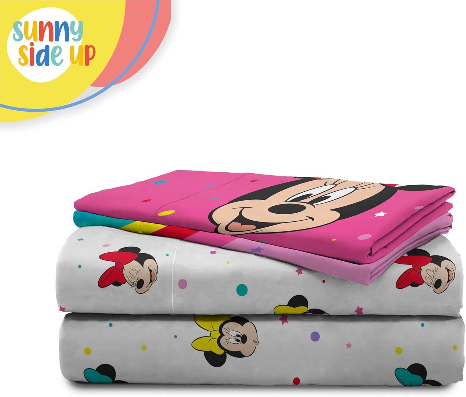 imageSunny Side Up Bluey amp Friends Full Sheet Set 4 Piece Kids Bedding Set Includes Pillow Cover Super Soft Microfiber SheetsWhite Minnie Mouse