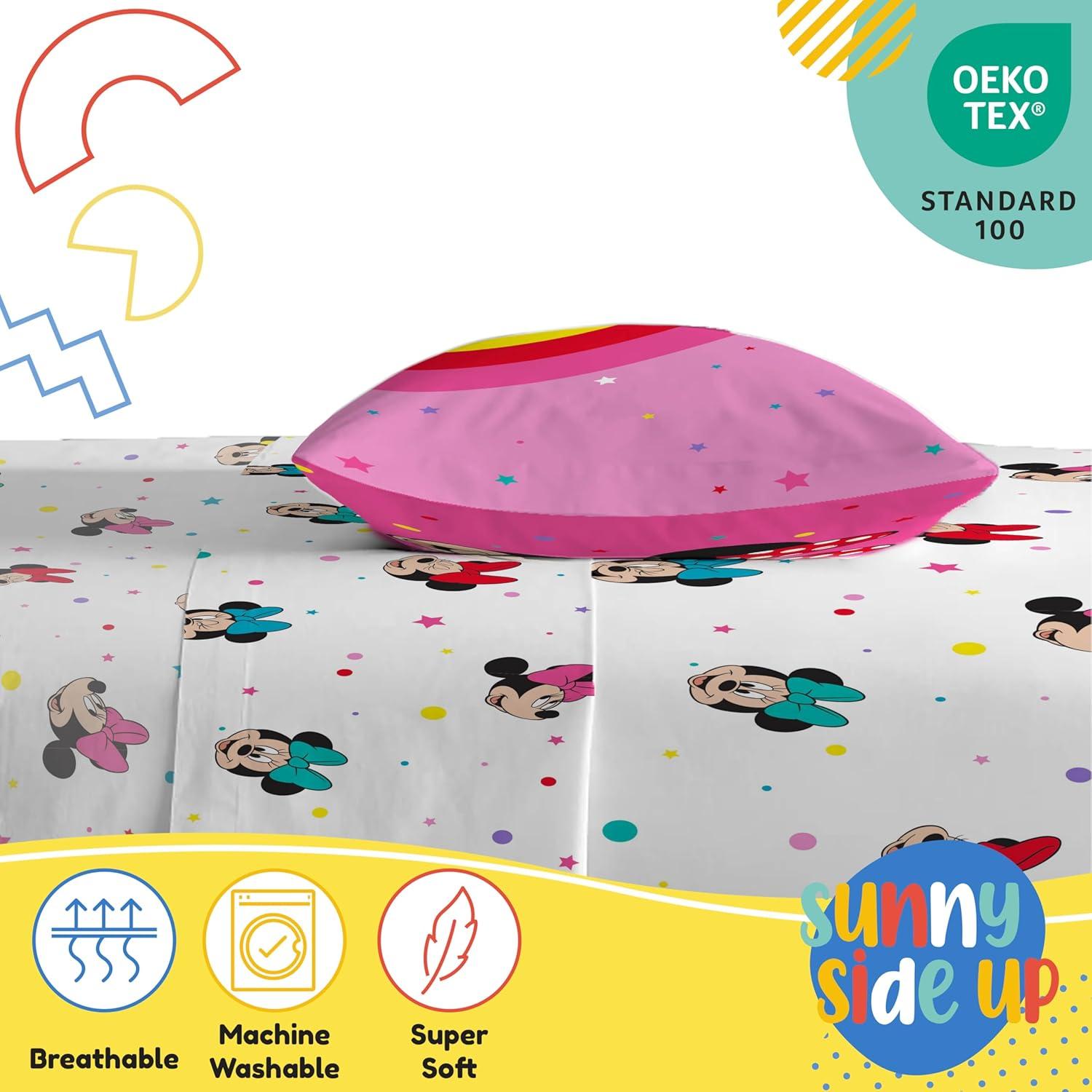 imageSunny Side Up Bluey amp Friends Full Sheet Set 4 Piece Kids Bedding Set Includes Pillow Cover Super Soft Microfiber SheetsWhite Minnie Mouse