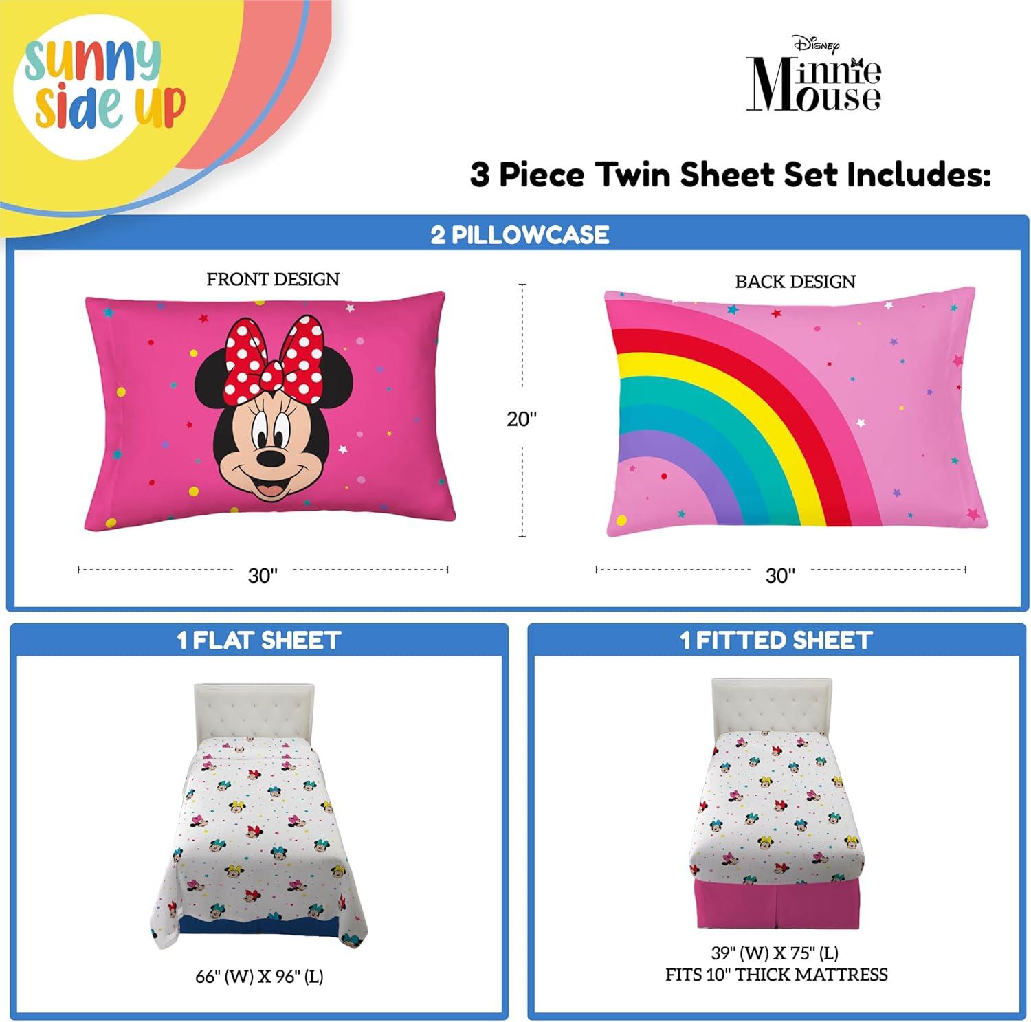 imageSunny Side Up Bluey amp Friends Full Sheet Set 4 Piece Kids Bedding Set Includes Pillow Cover Super Soft Microfiber SheetsWhite Minnie Mouse
