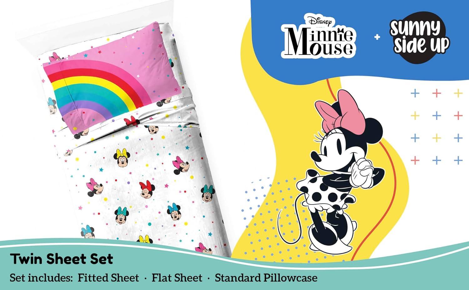 imageSunny Side Up Bluey amp Friends Full Sheet Set 4 Piece Kids Bedding Set Includes Pillow Cover Super Soft Microfiber SheetsWhite Minnie Mouse