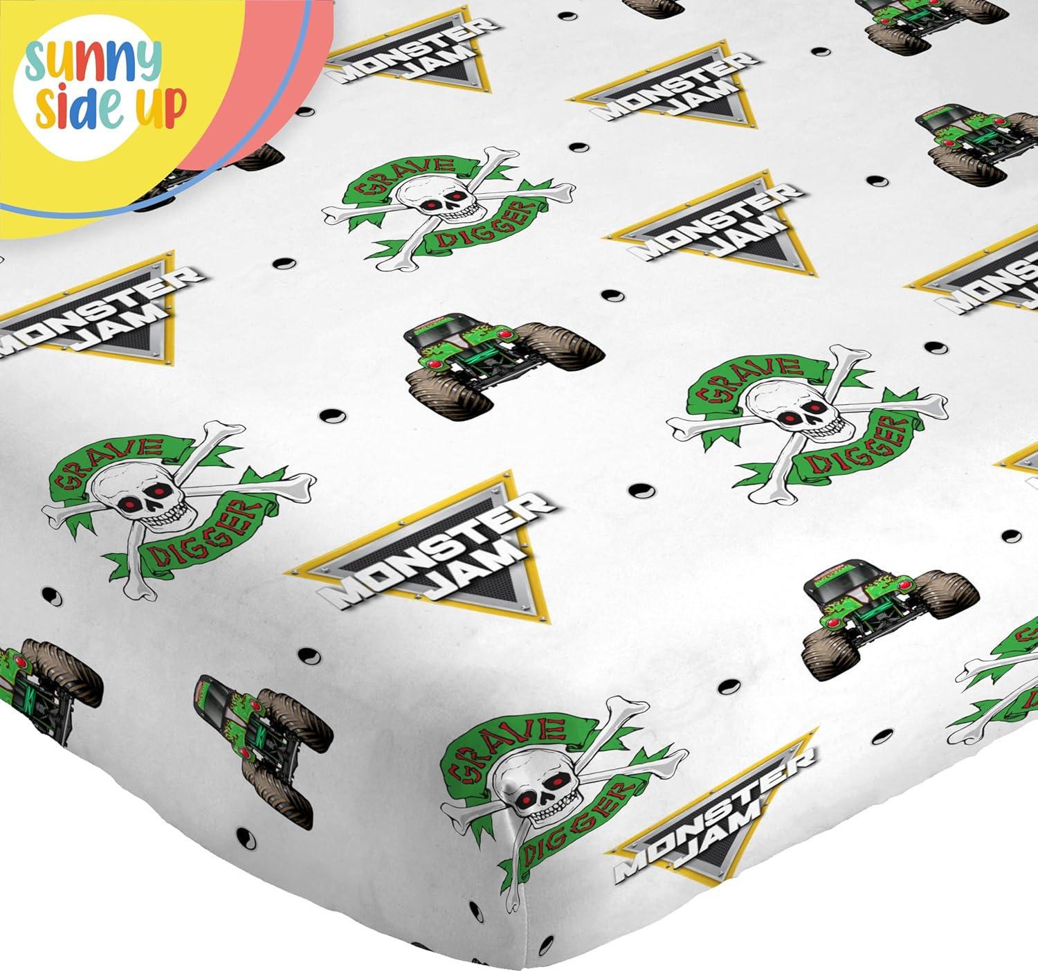 imageSunny Side Up Bluey amp Friends Full Sheet Set 4 Piece Kids Bedding Set Includes Pillow Cover Super Soft Microfiber SheetsWhite Monster Jam