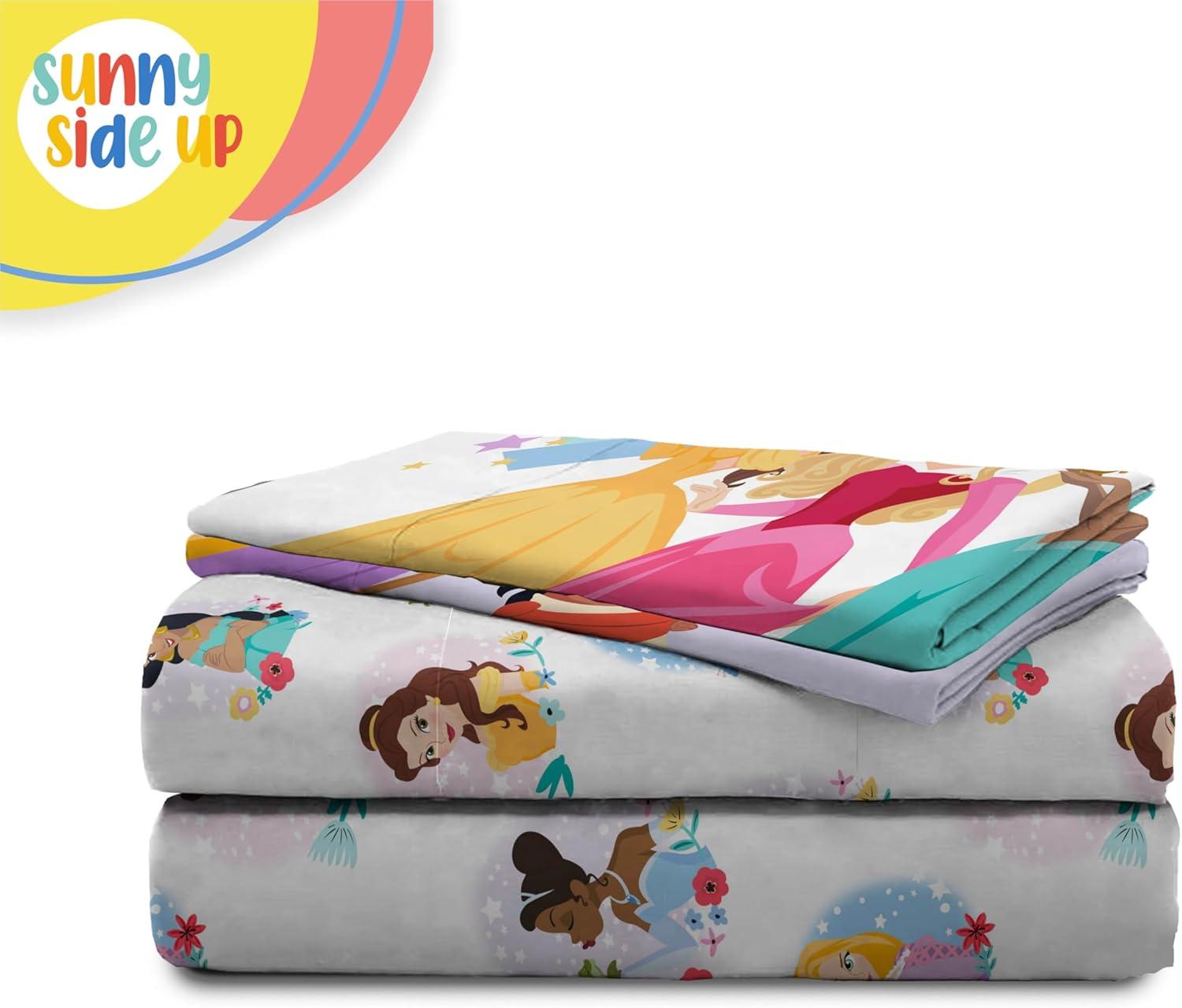 imageSunny Side Up Bluey amp Friends Full Sheet Set 4 Piece Kids Bedding Set Includes Pillow Cover Super Soft Microfiber SheetsWhite Princess