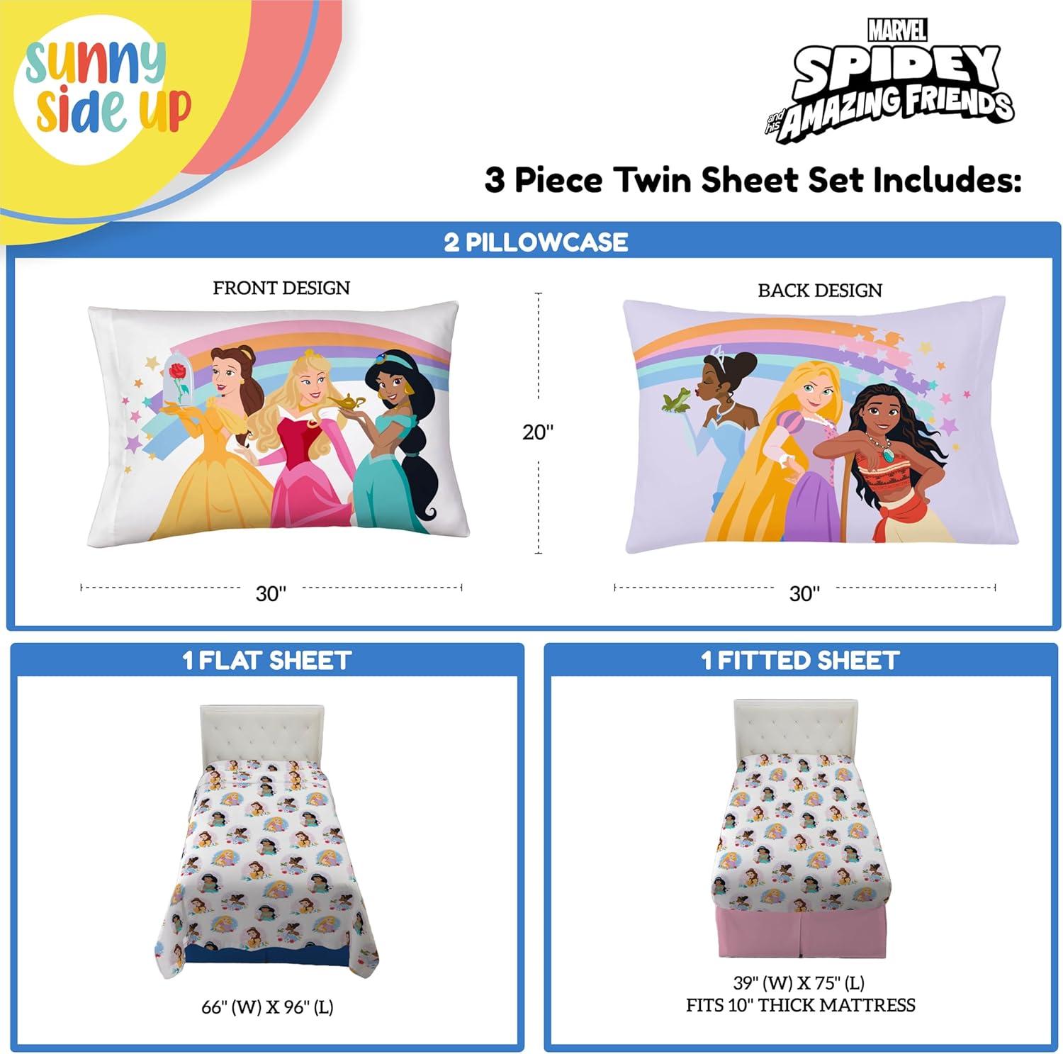 imageSunny Side Up Bluey amp Friends Full Sheet Set 4 Piece Kids Bedding Set Includes Pillow Cover Super Soft Microfiber SheetsWhite Princess