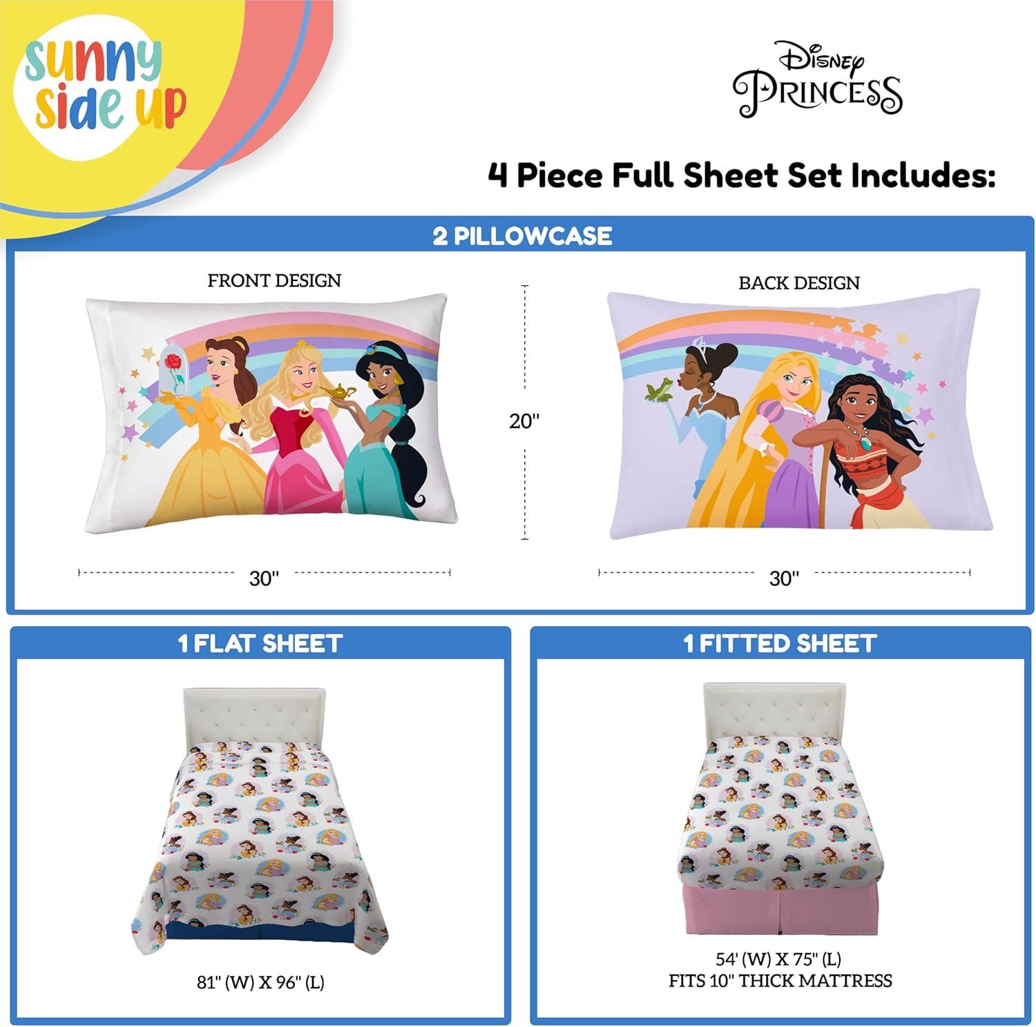 imageSunny Side Up Bluey amp Friends Full Sheet Set 4 Piece Kids Bedding Set Includes Pillow Cover Super Soft Microfiber SheetsWhite Princess