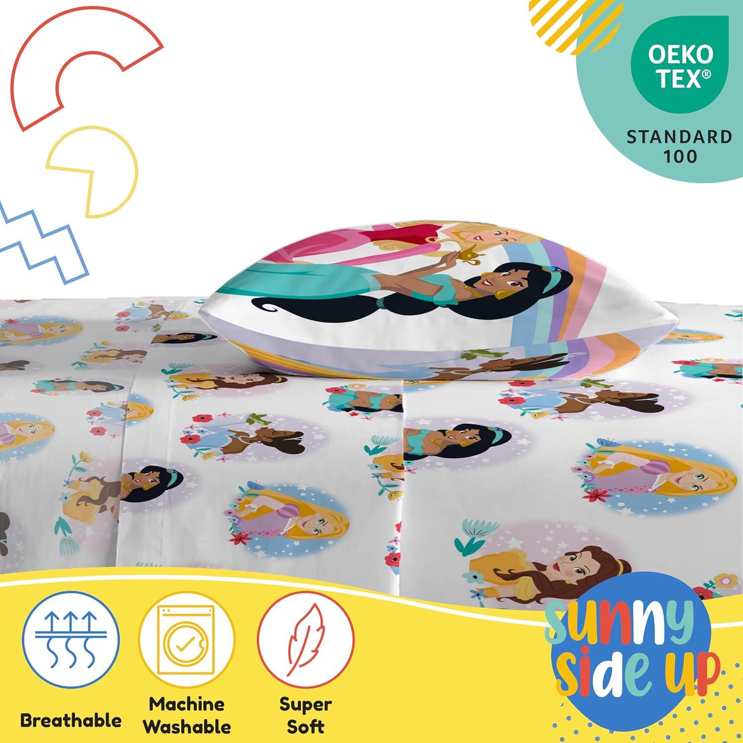 imageSunny Side Up Bluey amp Friends Full Sheet Set 4 Piece Kids Bedding Set Includes Pillow Cover Super Soft Microfiber SheetsWhite Princess