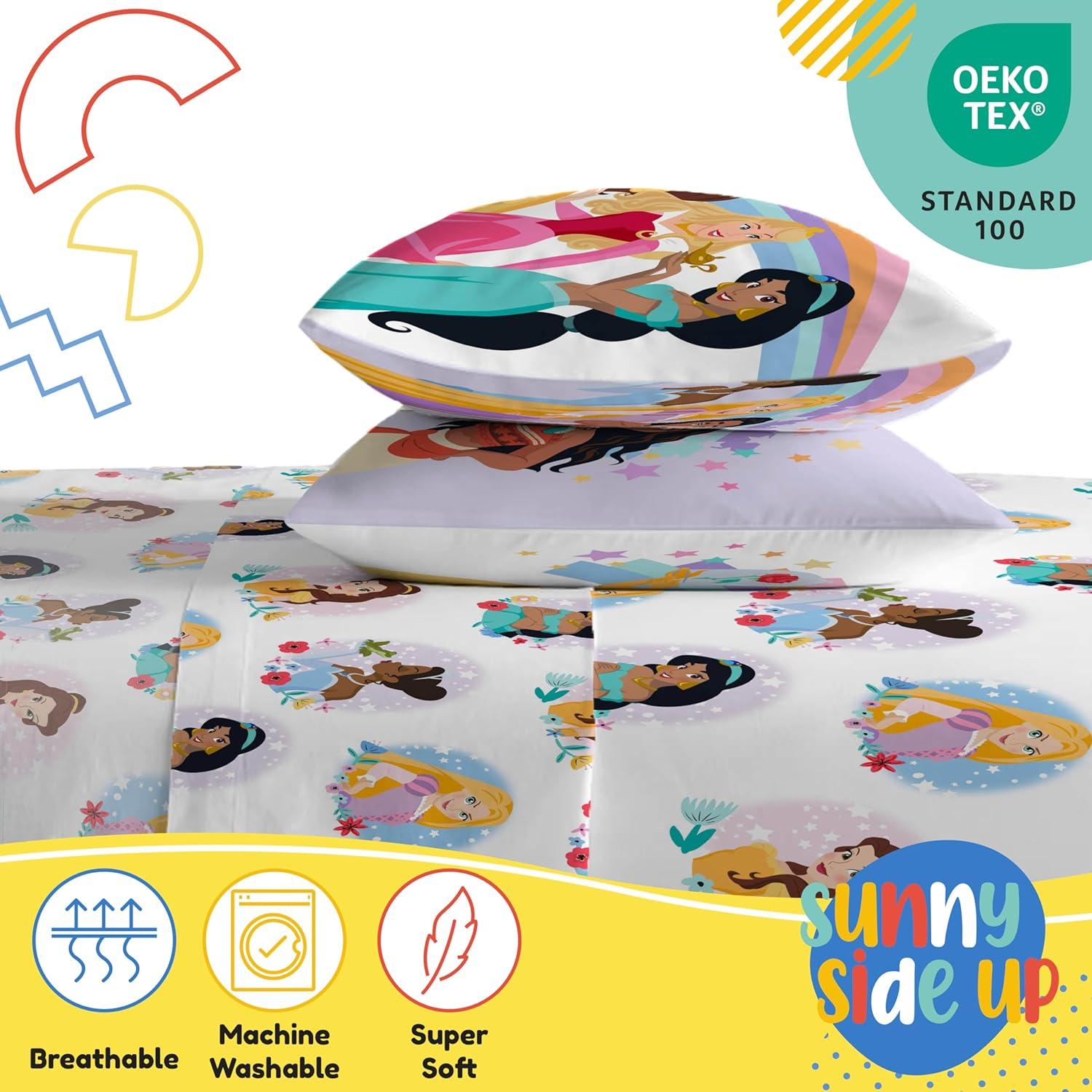 imageSunny Side Up Bluey amp Friends Full Sheet Set 4 Piece Kids Bedding Set Includes Pillow Cover Super Soft Microfiber SheetsWhite Princess