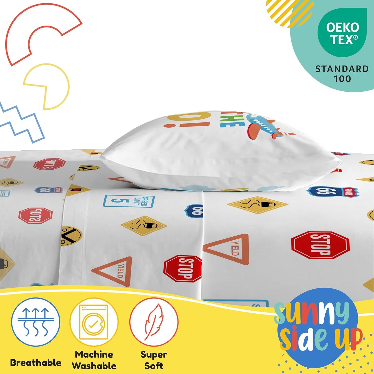 imageSunny Side Up Bluey amp Friends Full Sheet Set 4 Piece Kids Bedding Set Includes Pillow Cover Super Soft Microfiber SheetsWhite on the Go