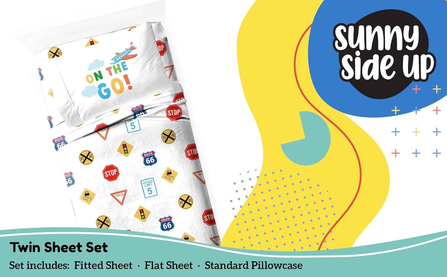 imageSunny Side Up Bluey amp Friends Full Sheet Set 4 Piece Kids Bedding Set Includes Pillow Cover Super Soft Microfiber SheetsWhite on the Go