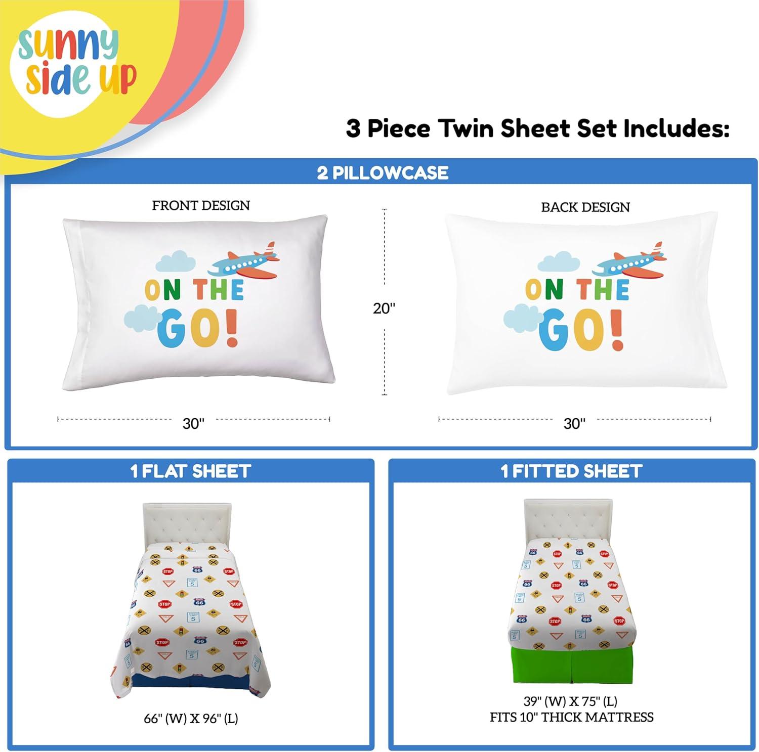 imageSunny Side Up Bluey amp Friends Full Sheet Set 4 Piece Kids Bedding Set Includes Pillow Cover Super Soft Microfiber SheetsWhite on the Go