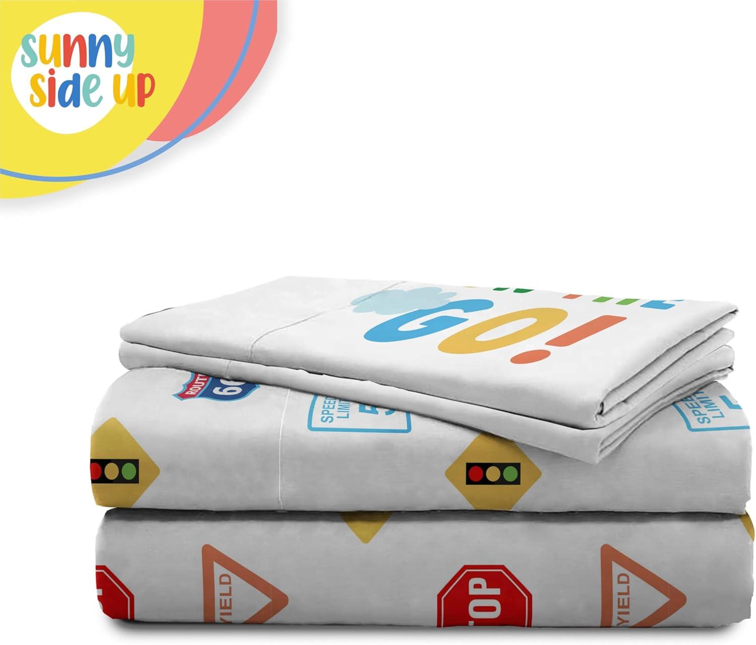 imageSunny Side Up Bluey amp Friends Full Sheet Set 4 Piece Kids Bedding Set Includes Pillow Cover Super Soft Microfiber SheetsWhite on the Go