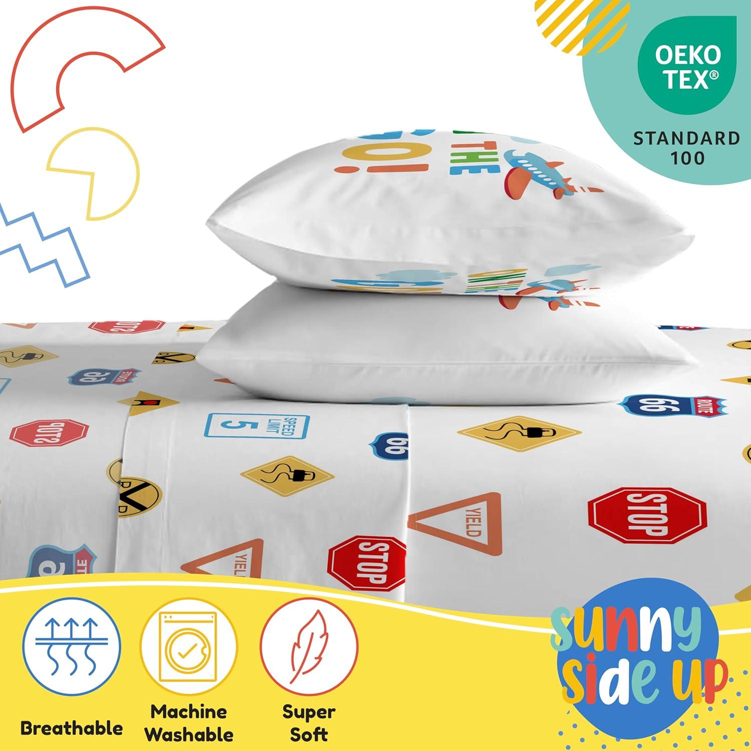 imageSunny Side Up Bluey amp Friends Full Sheet Set 4 Piece Kids Bedding Set Includes Pillow Cover Super Soft Microfiber SheetsWhite on the Go