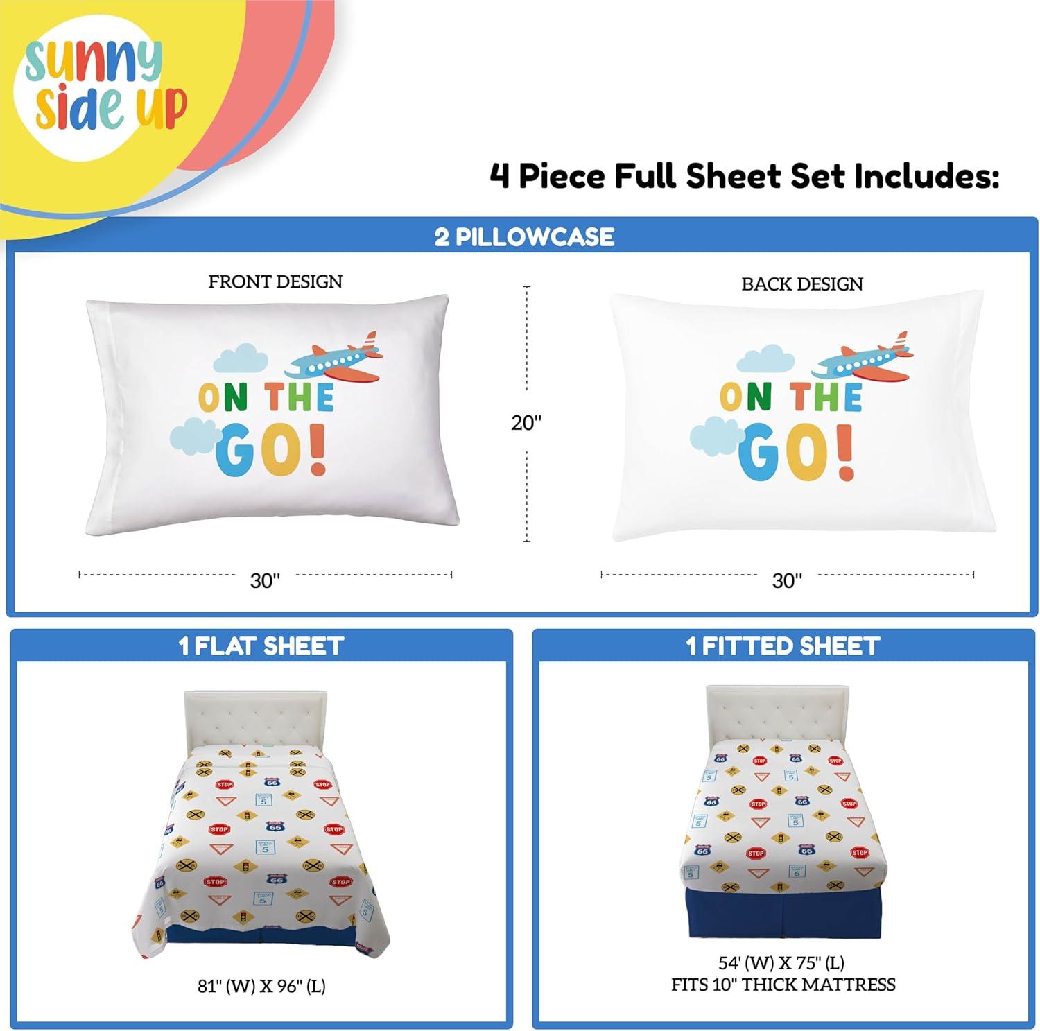 imageSunny Side Up Bluey amp Friends Full Sheet Set 4 Piece Kids Bedding Set Includes Pillow Cover Super Soft Microfiber SheetsWhite on the Go
