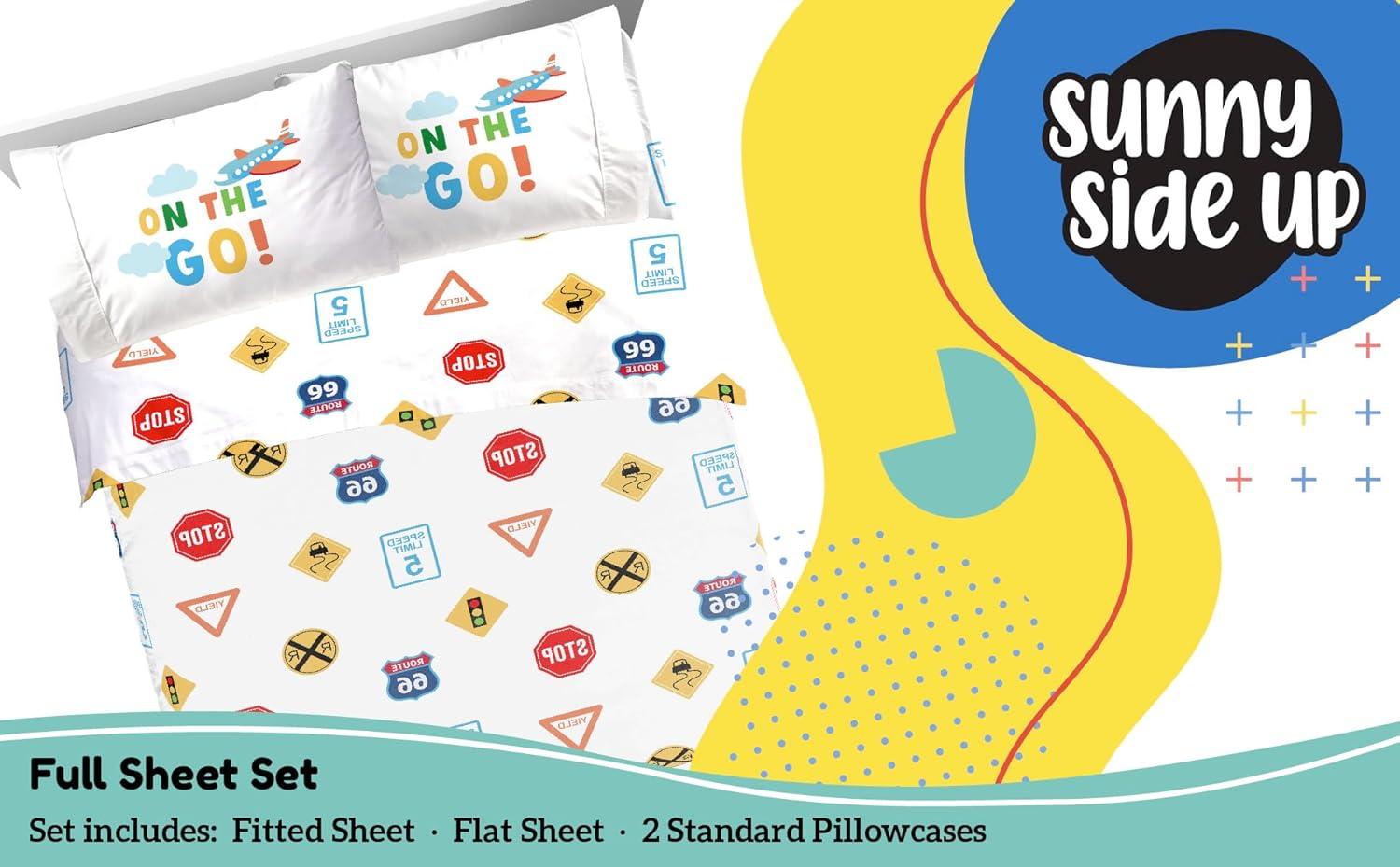 imageSunny Side Up Bluey amp Friends Full Sheet Set 4 Piece Kids Bedding Set Includes Pillow Cover Super Soft Microfiber SheetsWhite on the Go