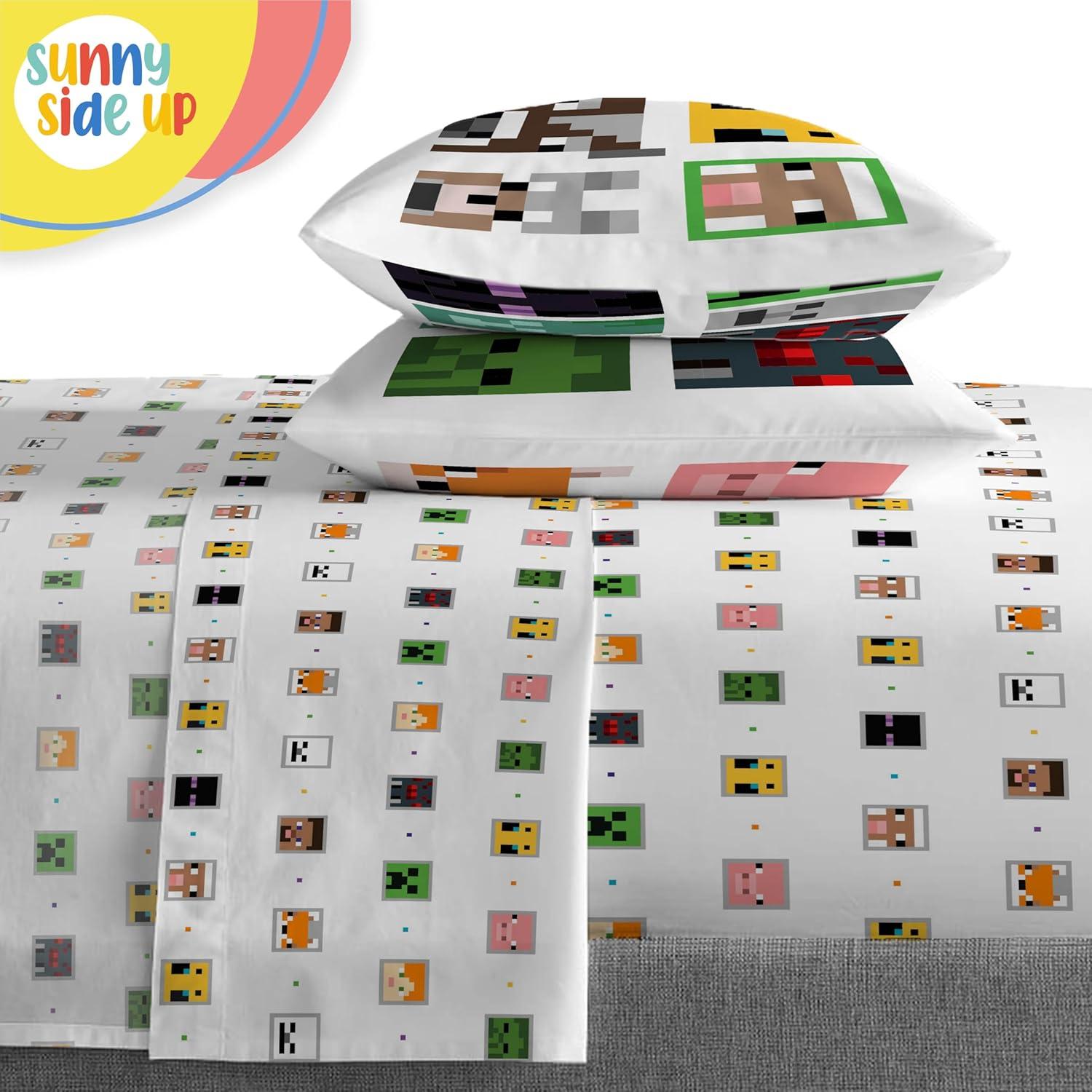 imageSunny Side Up Bluey amp Friends Toddler Comforter Set 4 Piece Preschool Bedding Includes Comforter Sheets amp Pillow Cover Super Soft Microfiber Bed SetGreen Minecraft