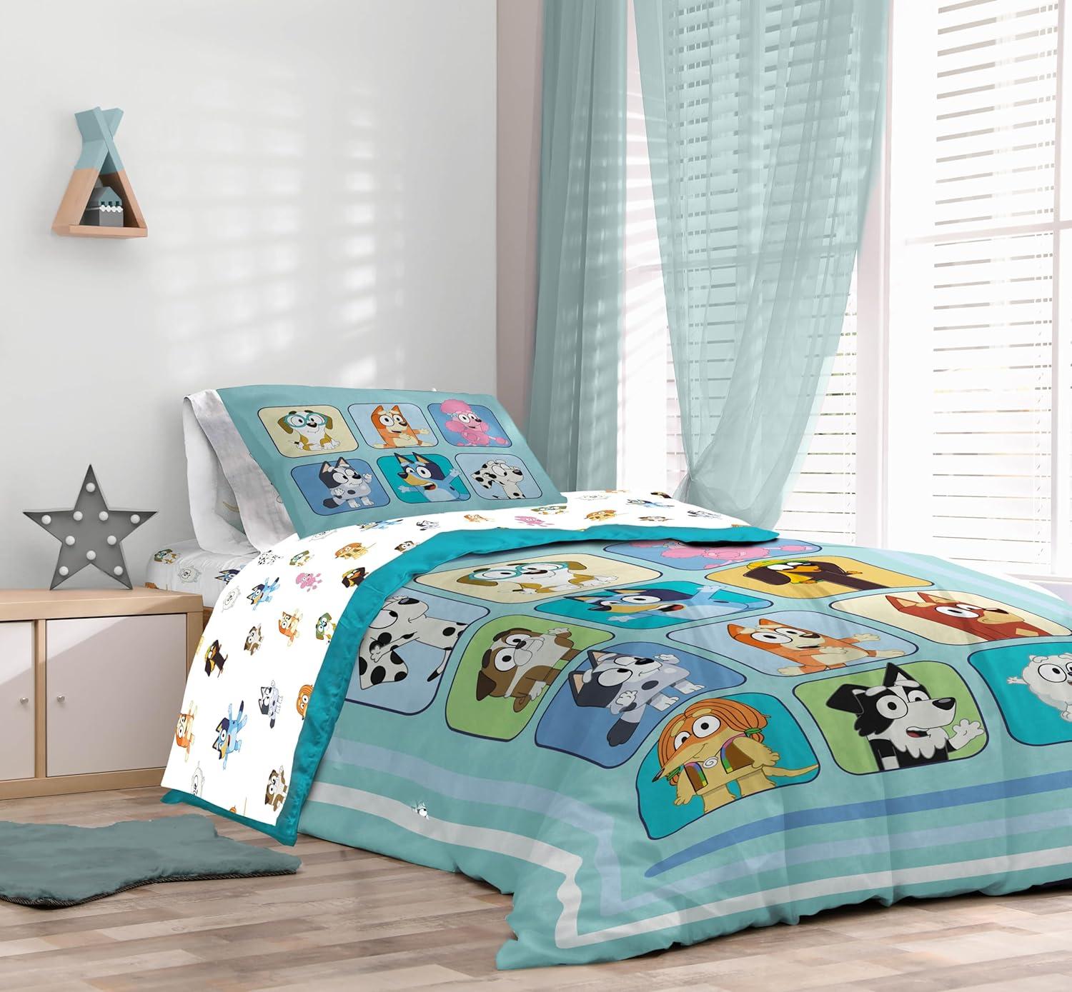 imageSunny Side Up Bluey amp Friends Toddler Comforter Set 4 Piece Preschool Bedding Includes Comforter Sheets amp Pillow Cover Super Soft Microfiber Bed SetMulti Bluey