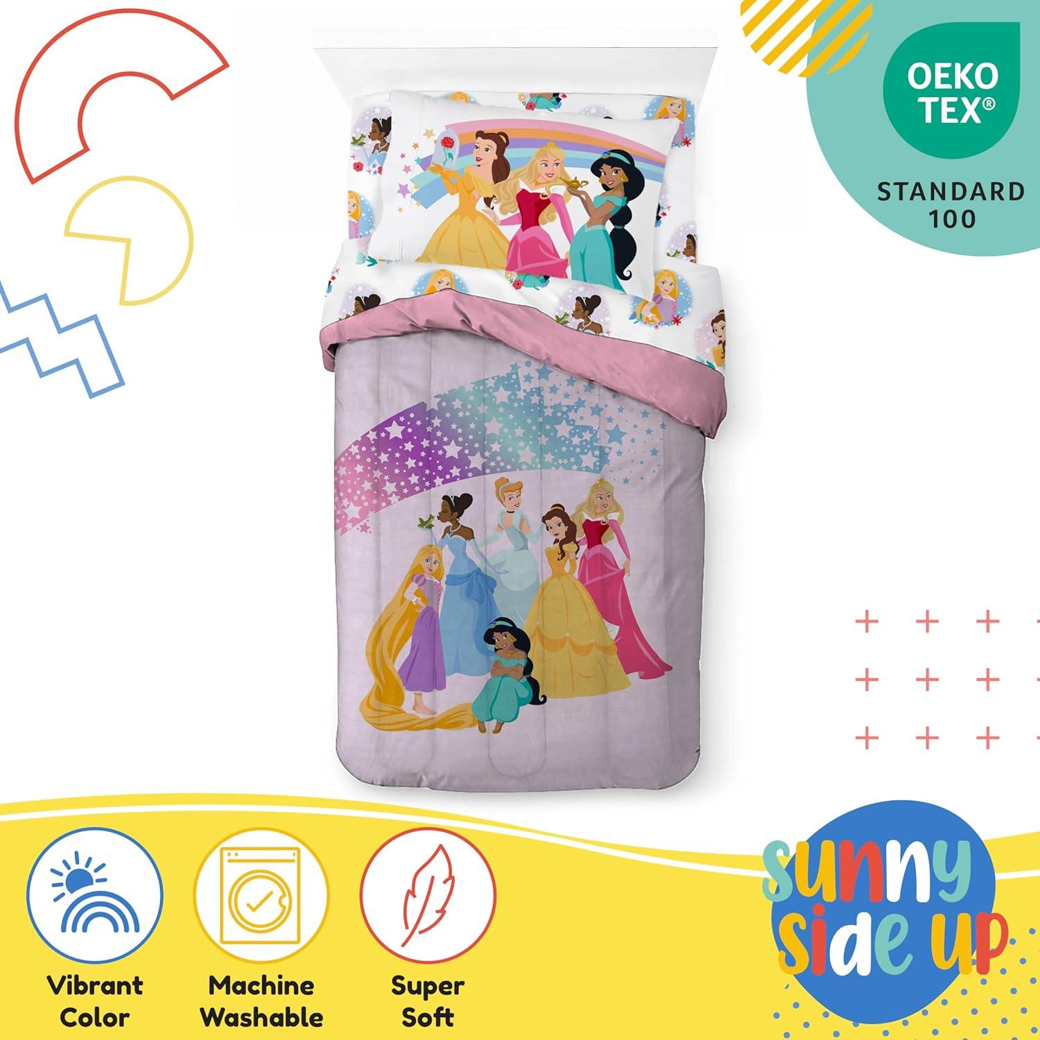 imageSunny Side Up Bluey amp Friends Toddler Comforter Set 4 Piece Preschool Bedding Includes Comforter Sheets amp Pillow Cover Super Soft Microfiber Bed SetPink Princess