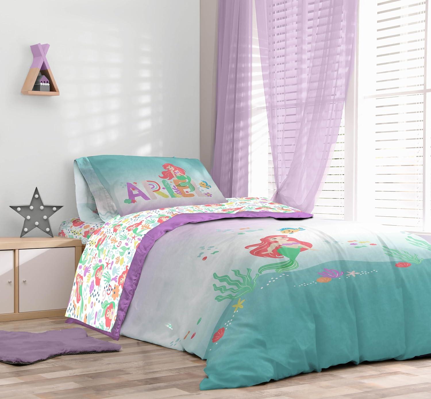 imageSunny Side Up Bluey amp Friends Toddler Comforter Set 4 Piece Preschool Bedding Includes Comforter Sheets amp Pillow Cover Super Soft Microfiber Bed SetMulti Little Mermaid