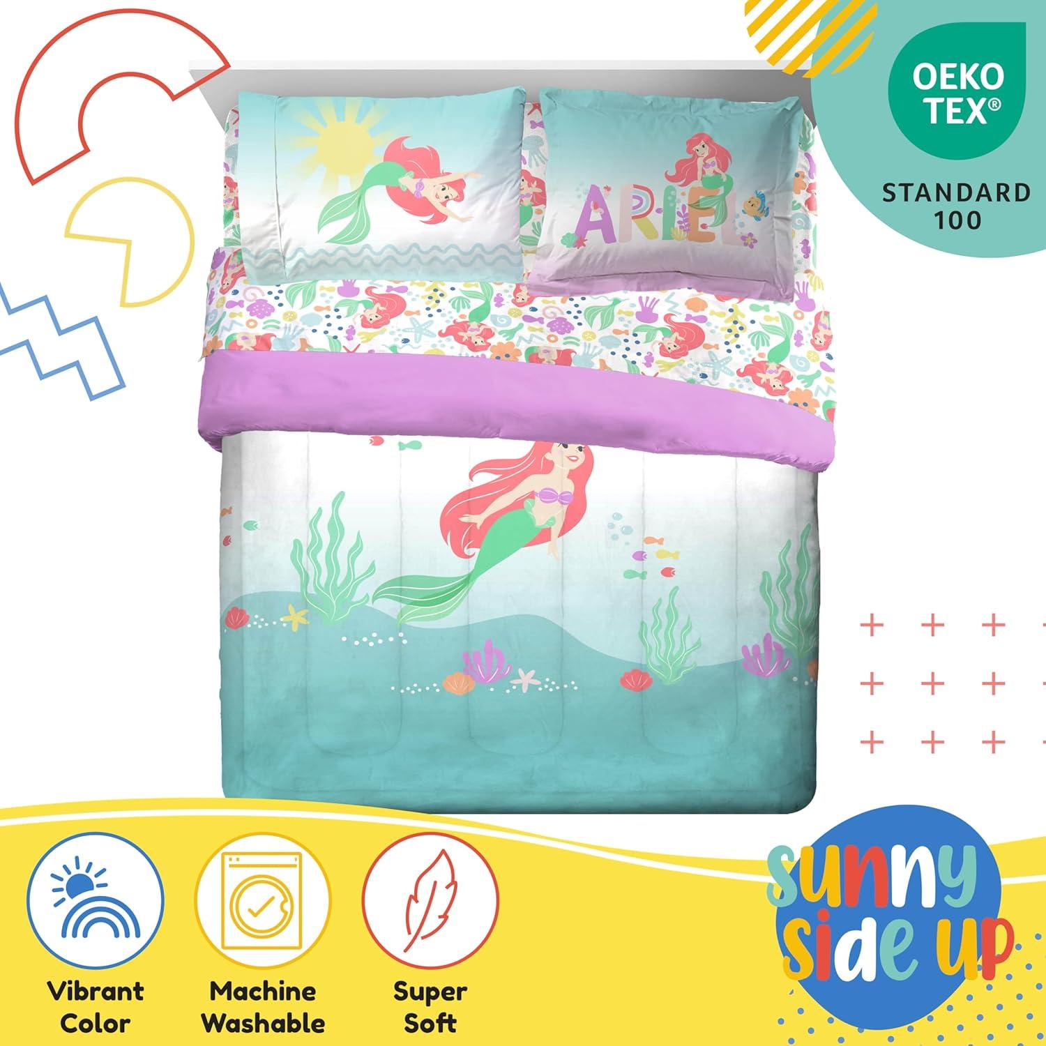 imageSunny Side Up Bluey amp Friends Toddler Comforter Set 4 Piece Preschool Bedding Includes Comforter Sheets amp Pillow Cover Super Soft Microfiber Bed SetMulti Little Mermaid
