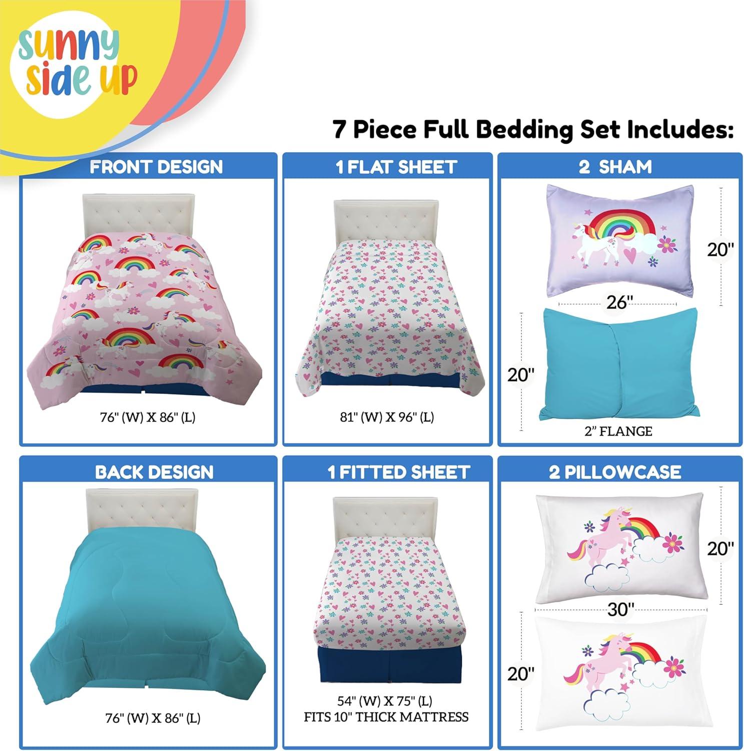 imageSunny Side Up Bluey amp Friends Toddler Comforter Set 4 Piece Preschool Bedding Includes Comforter Sheets amp Pillow Cover Super Soft Microfiber Bed SetPink Rainbow Unicorns