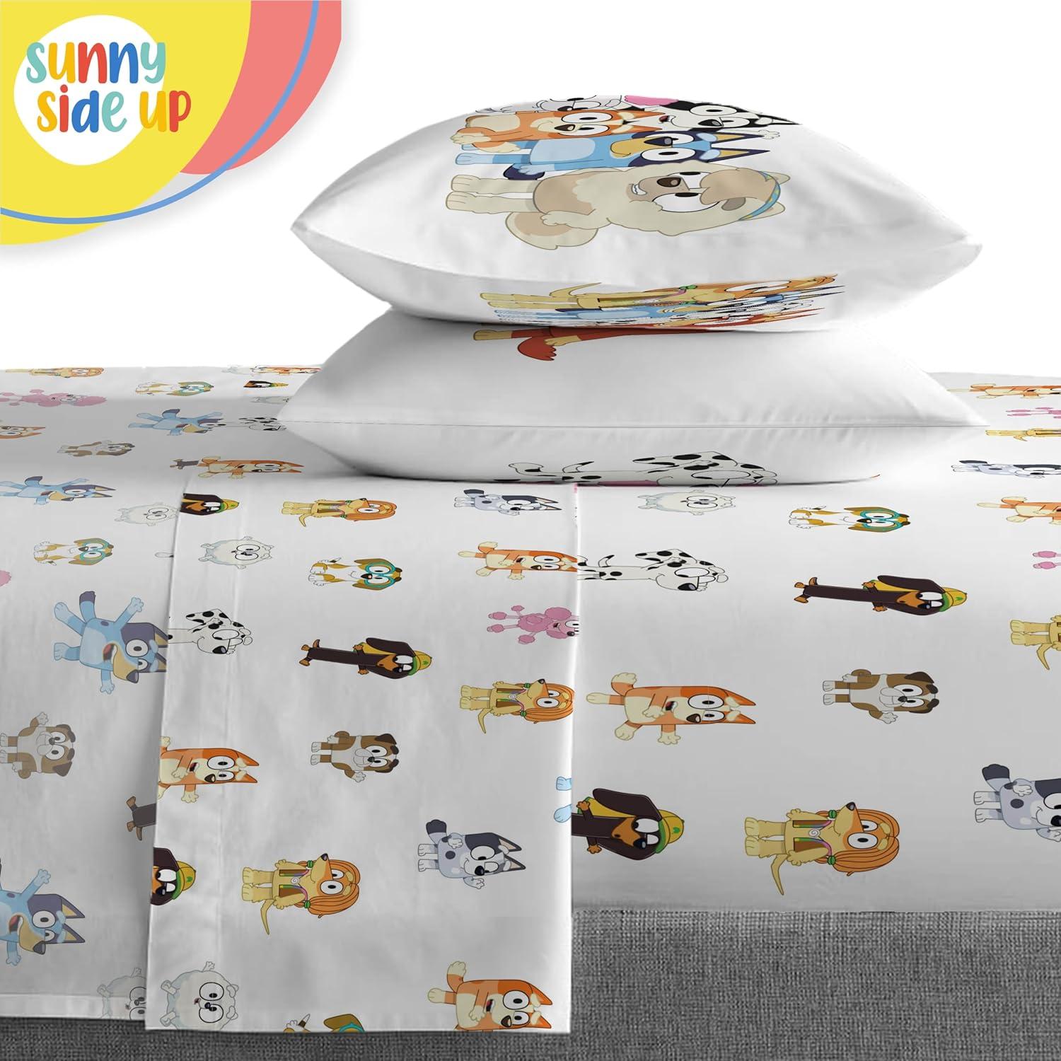 imageSunny Side Up Bluey amp Friends Toddler Comforter Set 4 Piece Preschool Bedding Includes Comforter Sheets amp Pillow Cover Super Soft Microfiber Bed SetMulti Bluey