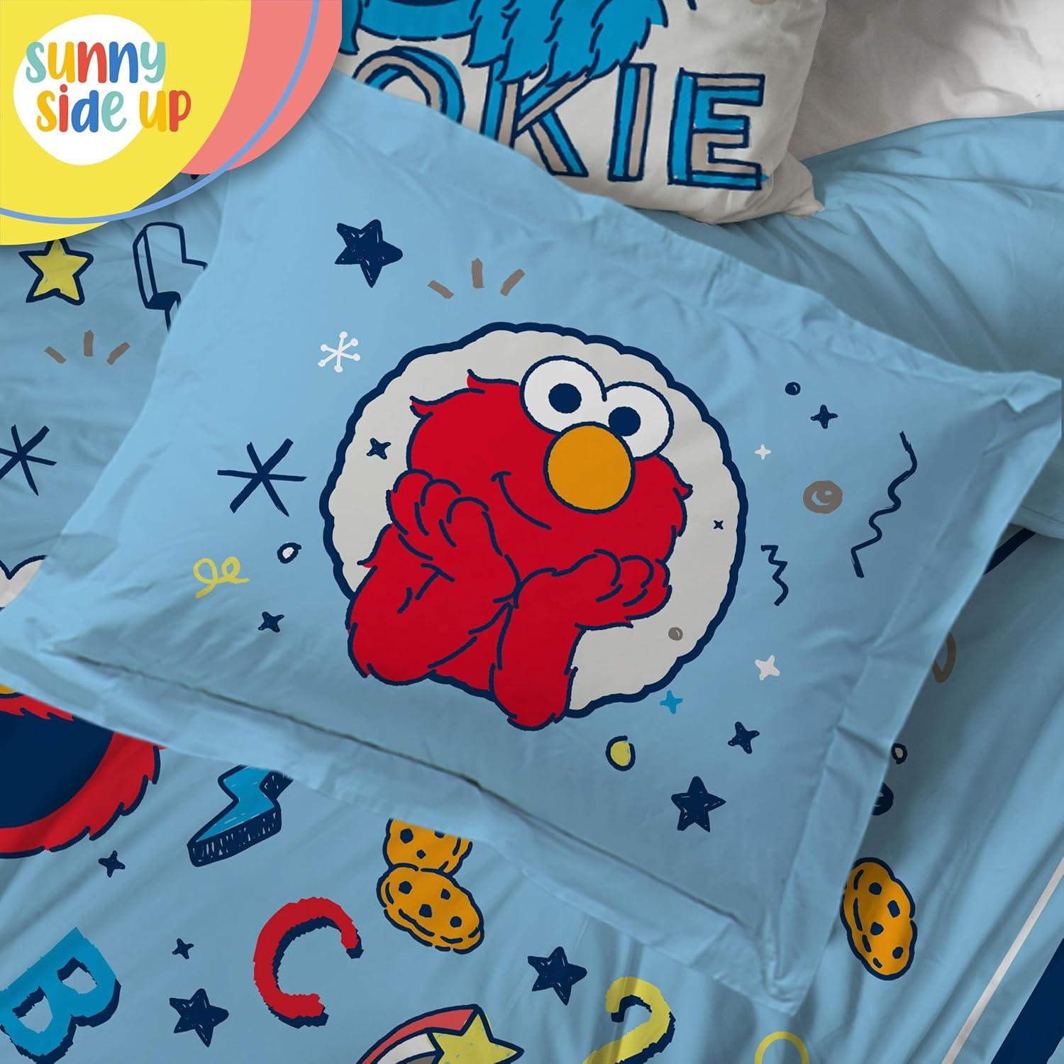 imageSunny Side Up Bluey amp Friends Toddler Comforter Set 4 Piece Preschool Bedding Includes Comforter Sheets amp Pillow Cover Super Soft Microfiber Bed SetBlue Sesame Street