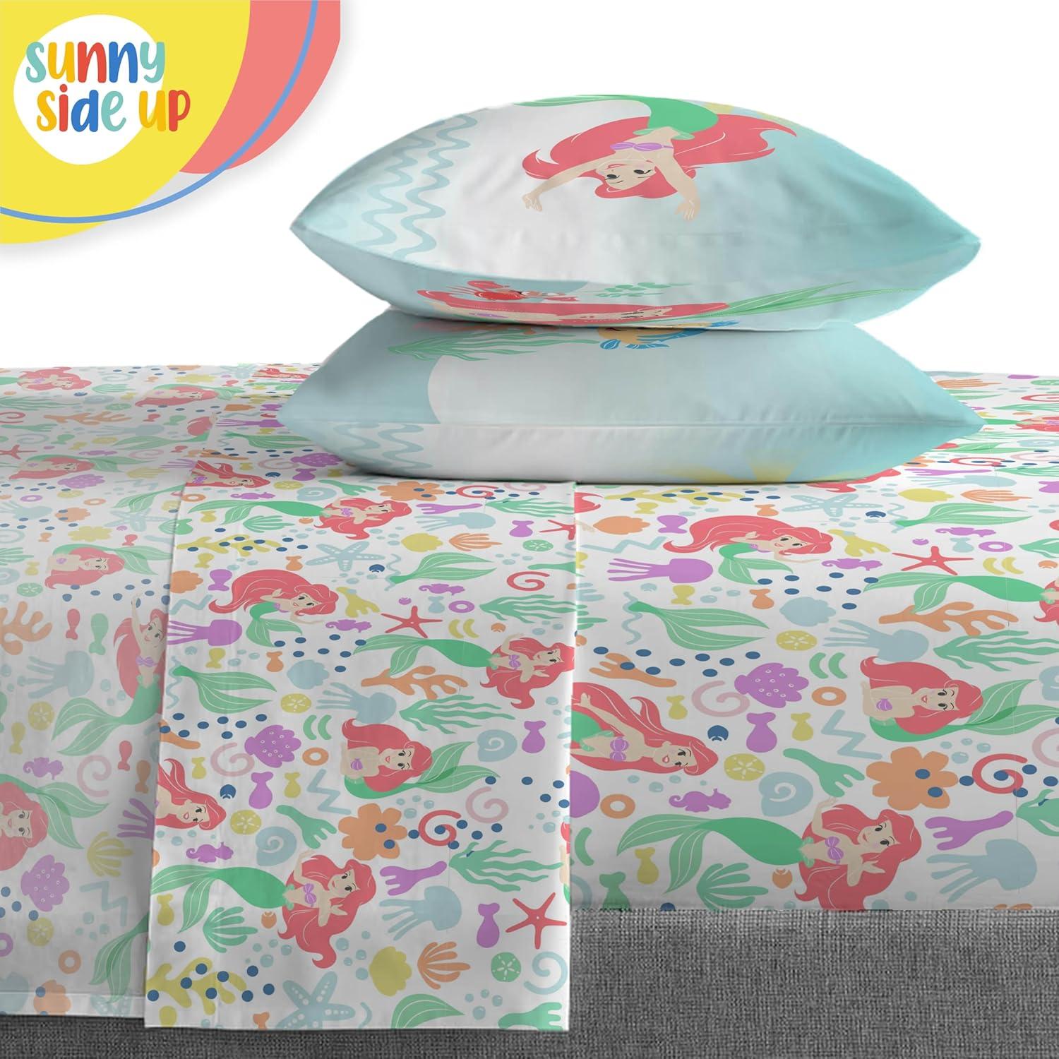 imageSunny Side Up Bluey amp Friends Toddler Comforter Set 4 Piece Preschool Bedding Includes Comforter Sheets amp Pillow Cover Super Soft Microfiber Bed SetMulti Little Mermaid