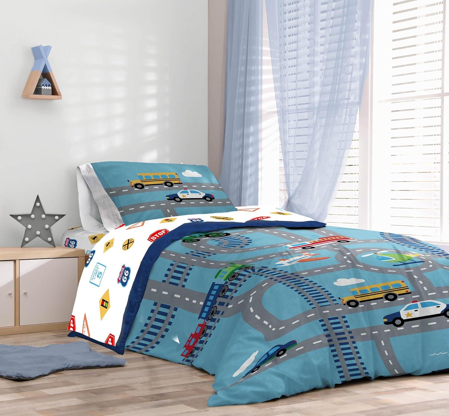 imageSunny Side Up Bluey amp Friends Toddler Comforter Set 4 Piece Preschool Bedding Includes Comforter Sheets amp Pillow Cover Super Soft Microfiber Bed SetBlue on the Go