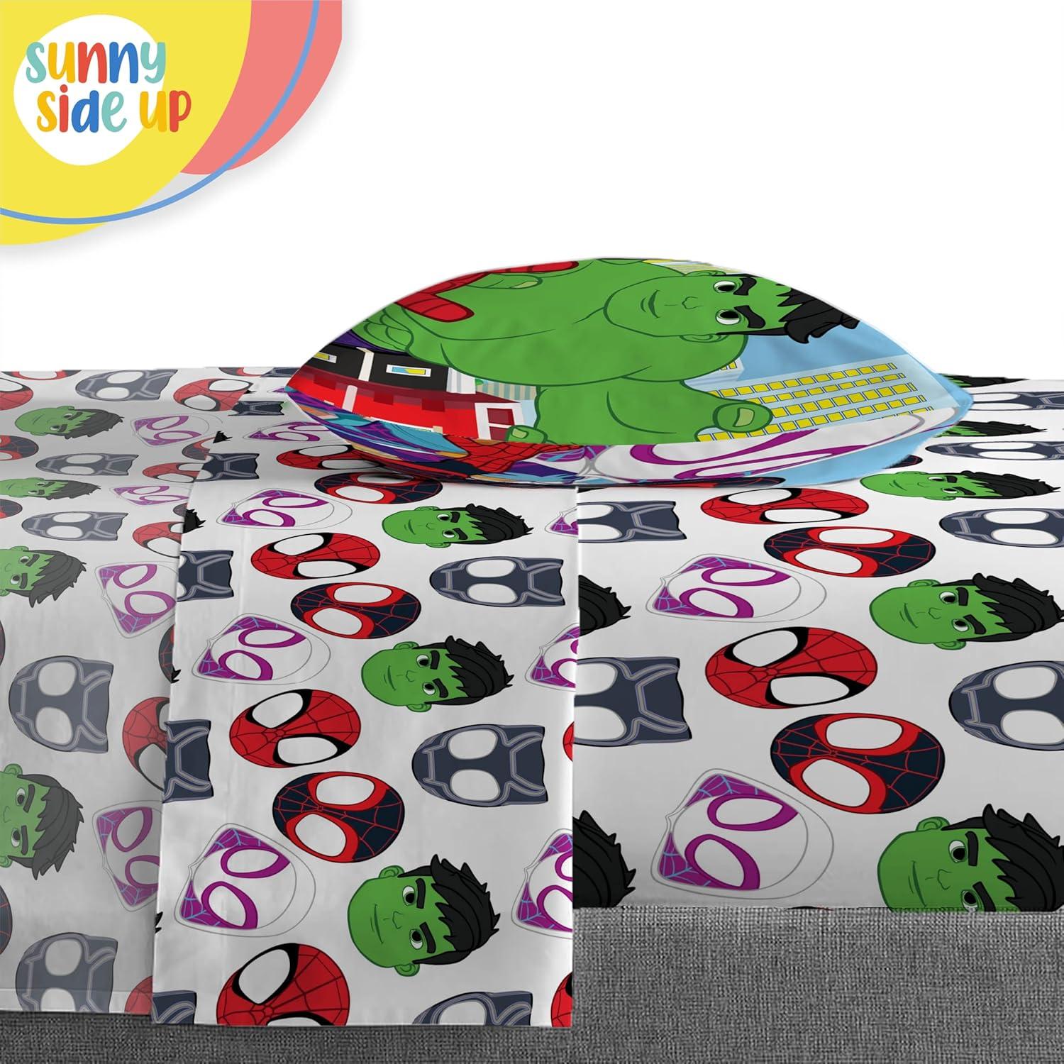 imageSunny Side Up Bluey amp Friends Toddler Comforter Set 4 Piece Preschool Bedding Includes Comforter Sheets amp Pillow Cover Super Soft Microfiber Bed SetMulti Spidey Friends