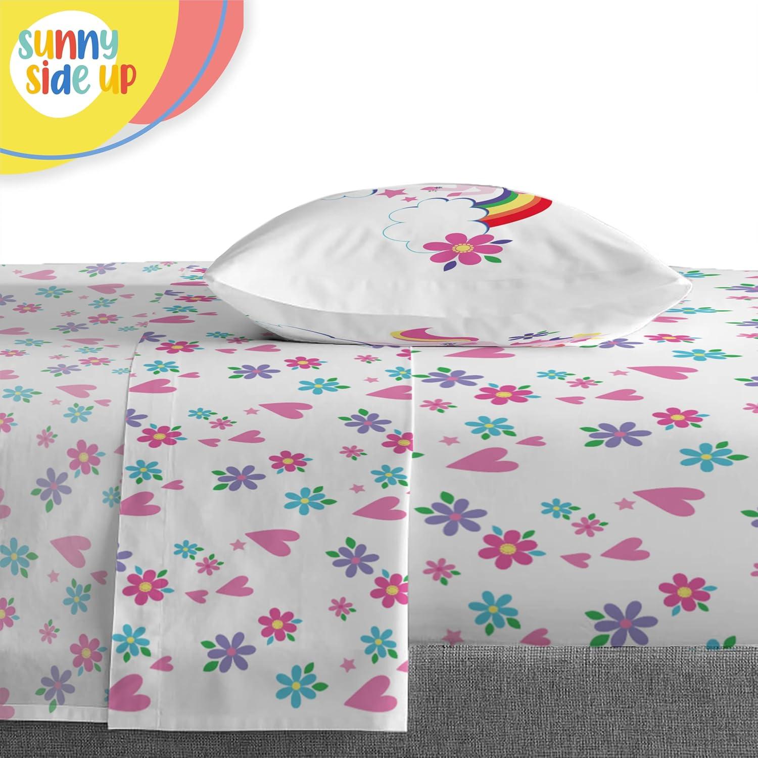 imageSunny Side Up Bluey amp Friends Toddler Comforter Set 4 Piece Preschool Bedding Includes Comforter Sheets amp Pillow Cover Super Soft Microfiber Bed SetPink Rainbow Unicorns