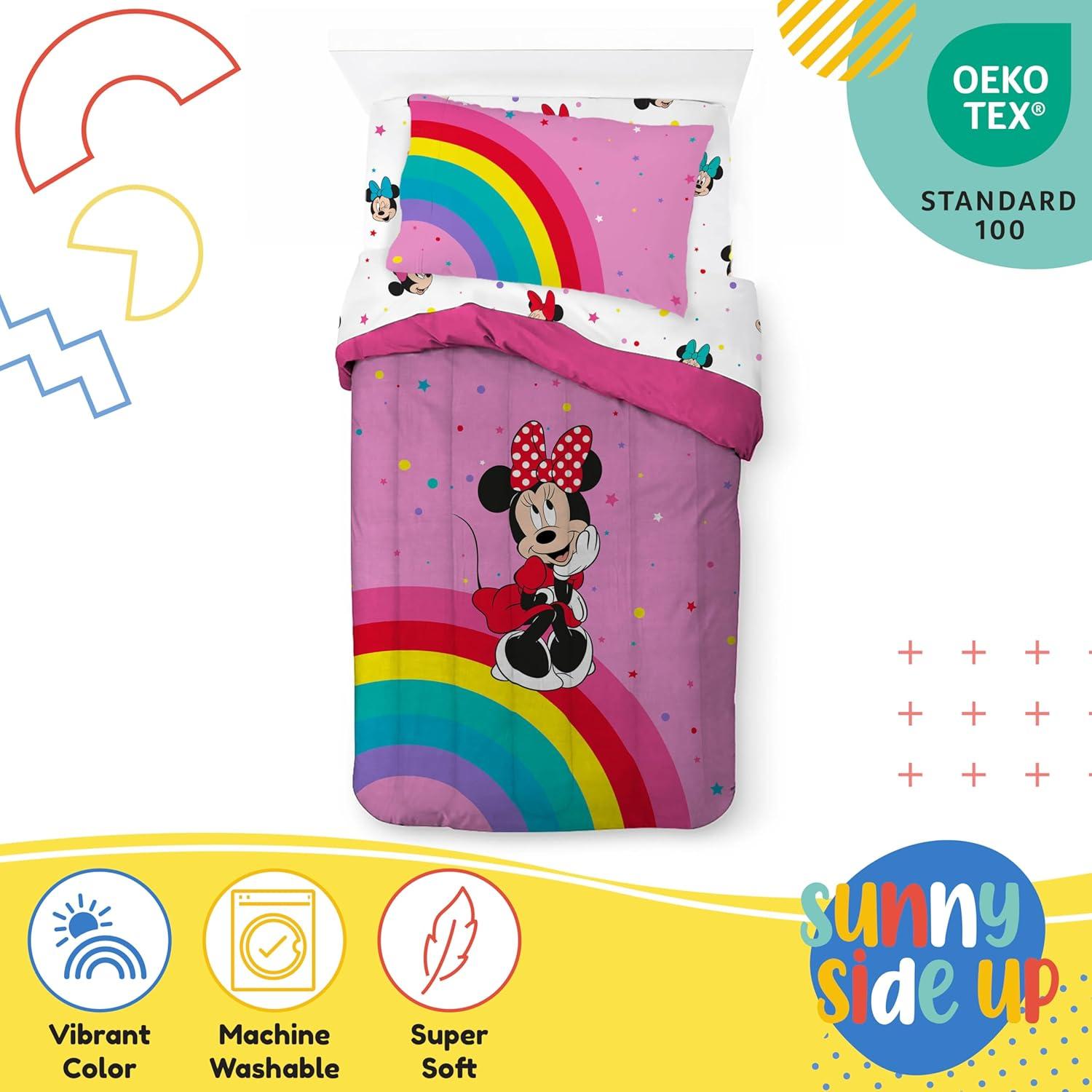 imageSunny Side Up Bluey amp Friends Toddler Comforter Set 4 Piece Preschool Bedding Includes Comforter Sheets amp Pillow Cover Super Soft Microfiber Bed SetPink Minnie Mouse