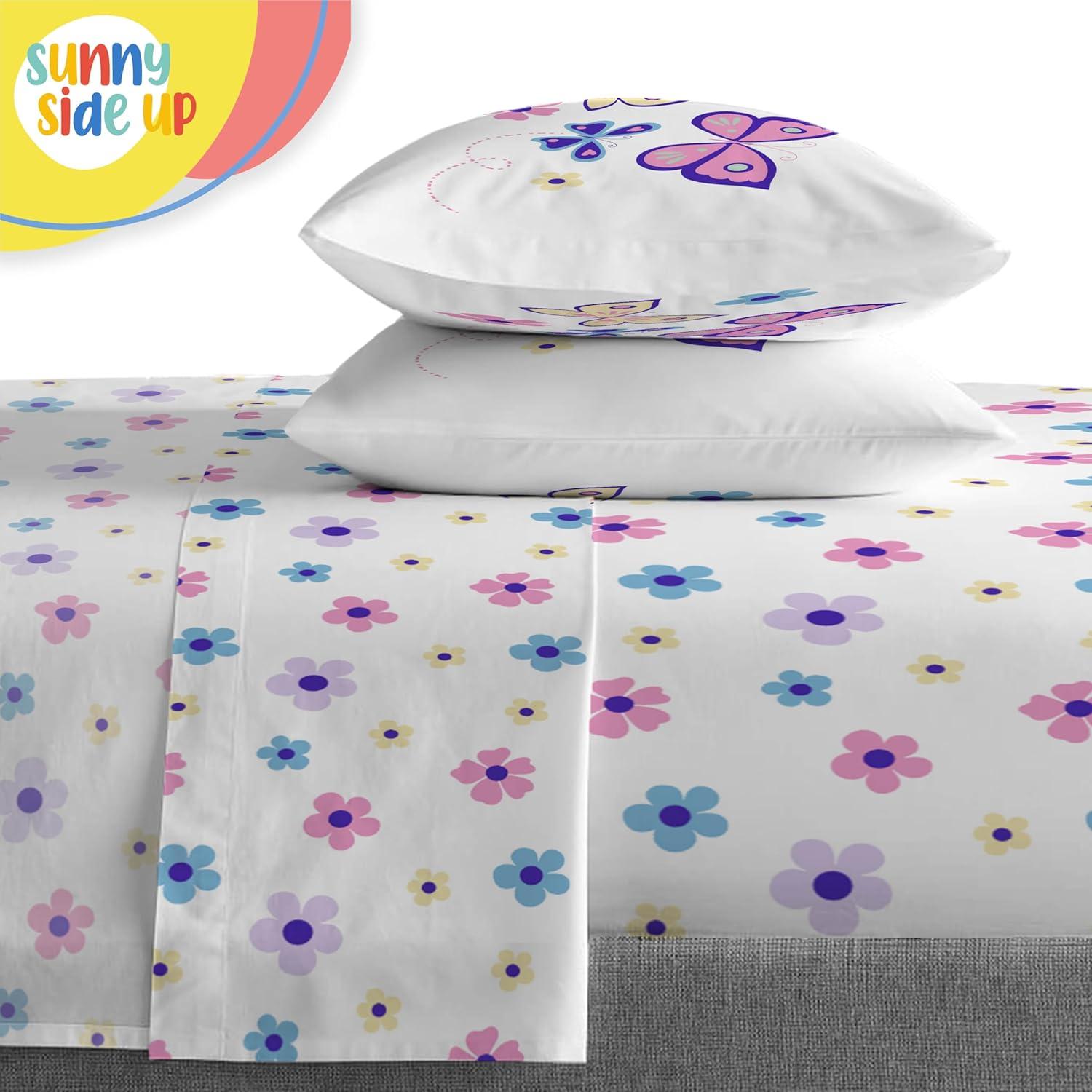 imageSunny Side Up Bluey amp Friends Toddler Comforter Set 4 Piece Preschool Bedding Includes Comforter Sheets amp Pillow Cover Super Soft Microfiber Bed SetPurple Butterfly