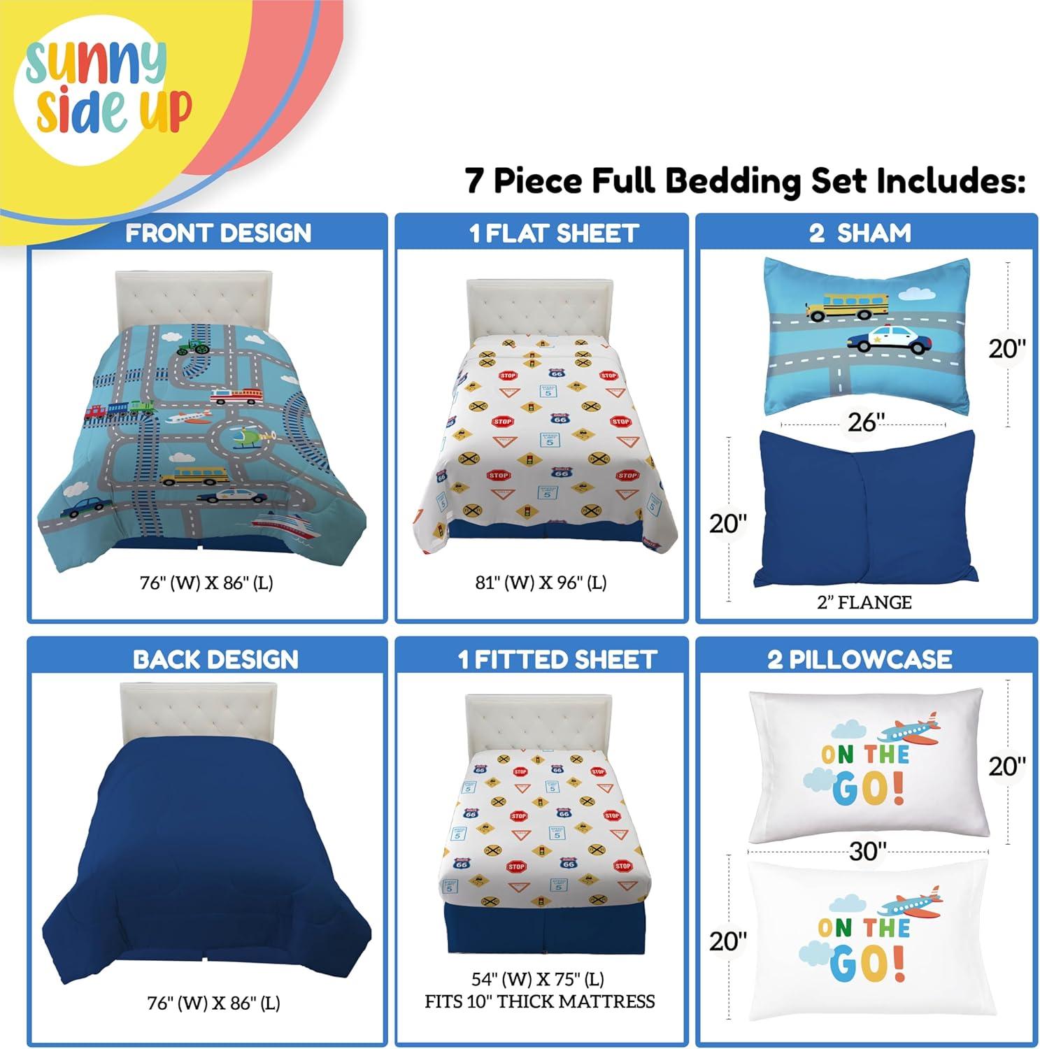 imageSunny Side Up Bluey amp Friends Toddler Comforter Set 4 Piece Preschool Bedding Includes Comforter Sheets amp Pillow Cover Super Soft Microfiber Bed SetBlue on the Go