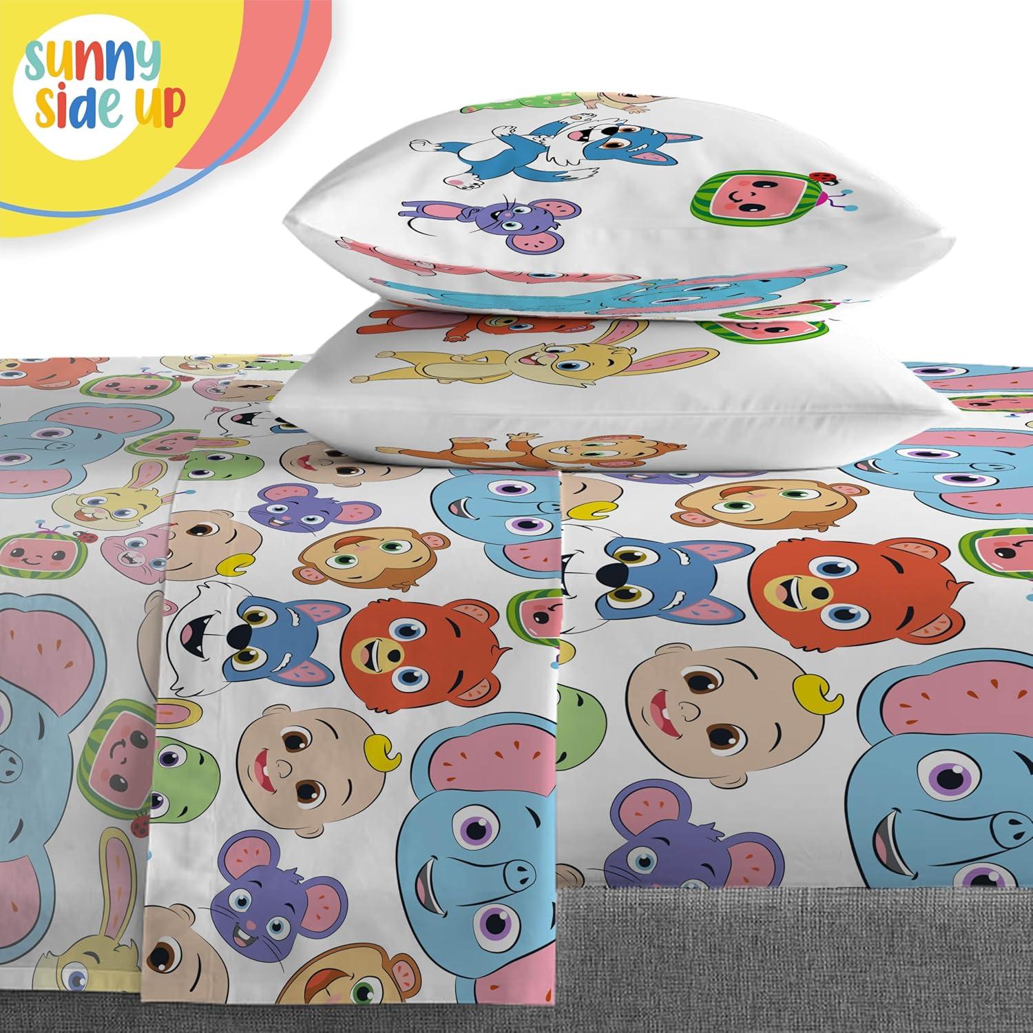 imageSunny Side Up Bluey amp Friends Toddler Comforter Set 4 Piece Preschool Bedding Includes Comforter Sheets amp Pillow Cover Super Soft Microfiber Bed SetTeal Cocomelon