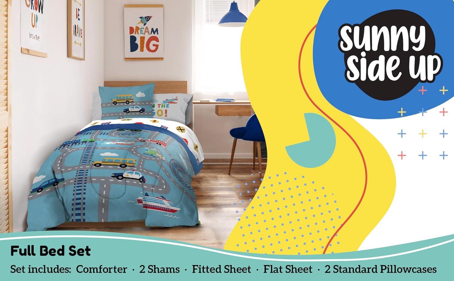 imageSunny Side Up Bluey amp Friends Toddler Comforter Set 4 Piece Preschool Bedding Includes Comforter Sheets amp Pillow Cover Super Soft Microfiber Bed SetBlue on the Go