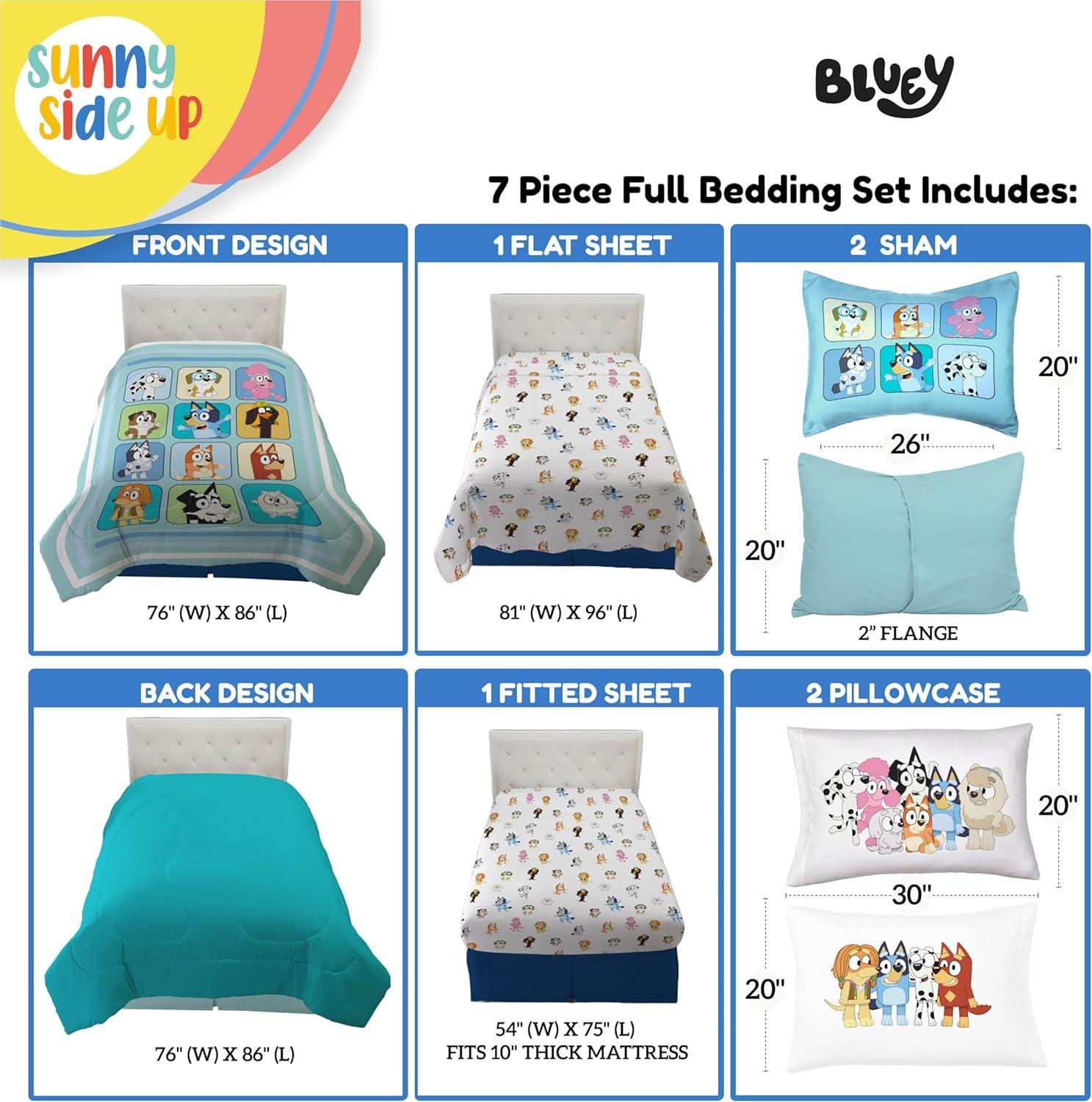 imageSunny Side Up Bluey amp Friends Toddler Comforter Set 4 Piece Preschool Bedding Includes Comforter Sheets amp Pillow Cover Super Soft Microfiber Bed SetMulti Bluey