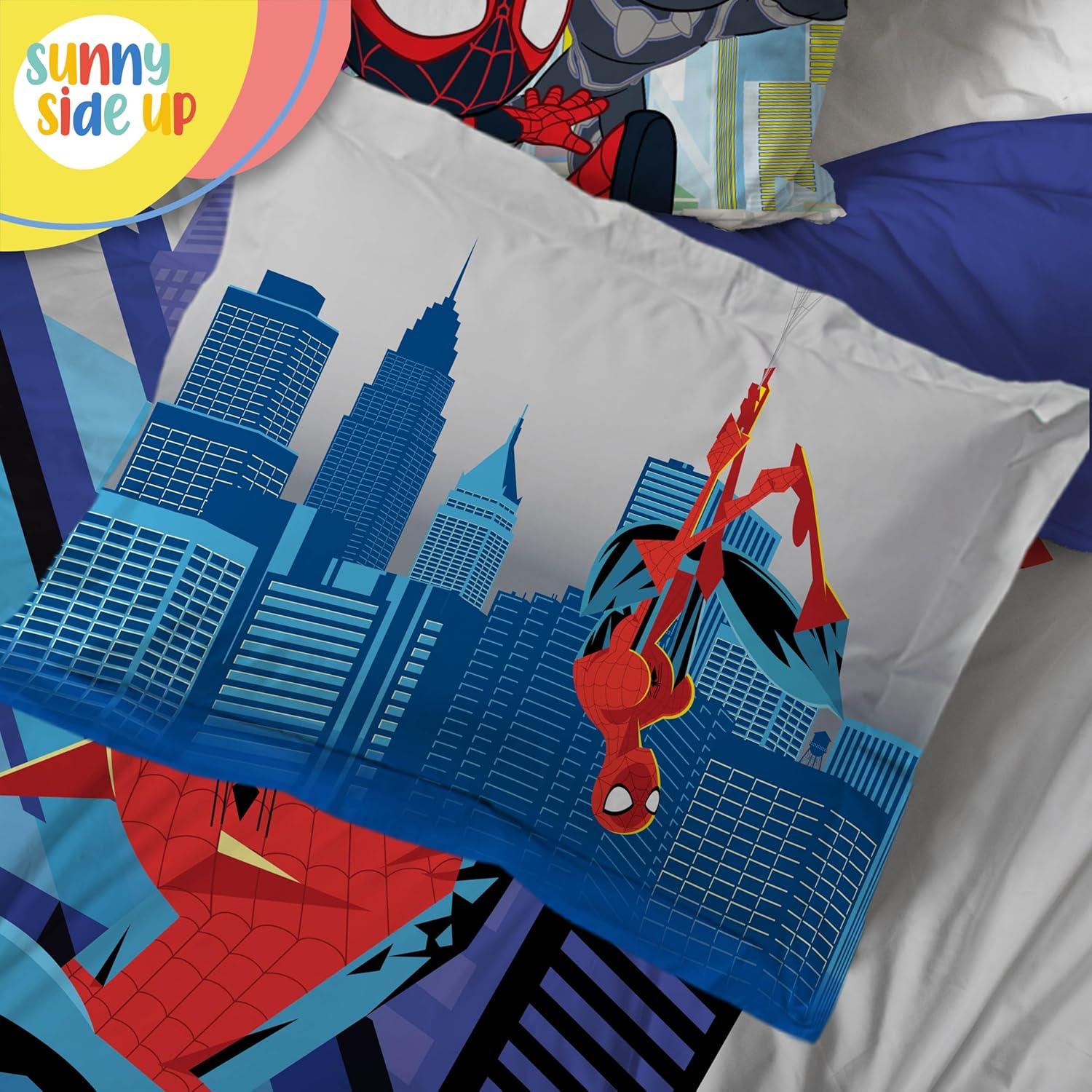 imageSunny Side Up Bluey amp Friends Toddler Comforter Set 4 Piece Preschool Bedding Includes Comforter Sheets amp Pillow Cover Super Soft Microfiber Bed SetGray Spiderman