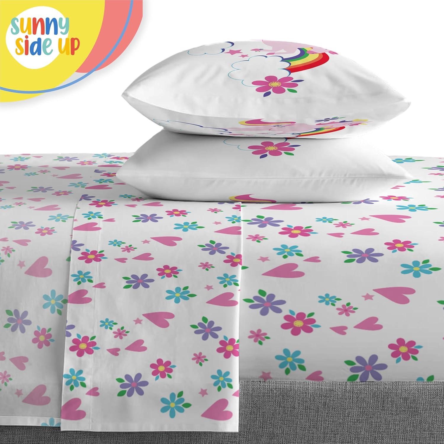 imageSunny Side Up Bluey amp Friends Toddler Comforter Set 4 Piece Preschool Bedding Includes Comforter Sheets amp Pillow Cover Super Soft Microfiber Bed SetPink Rainbow Unicorns