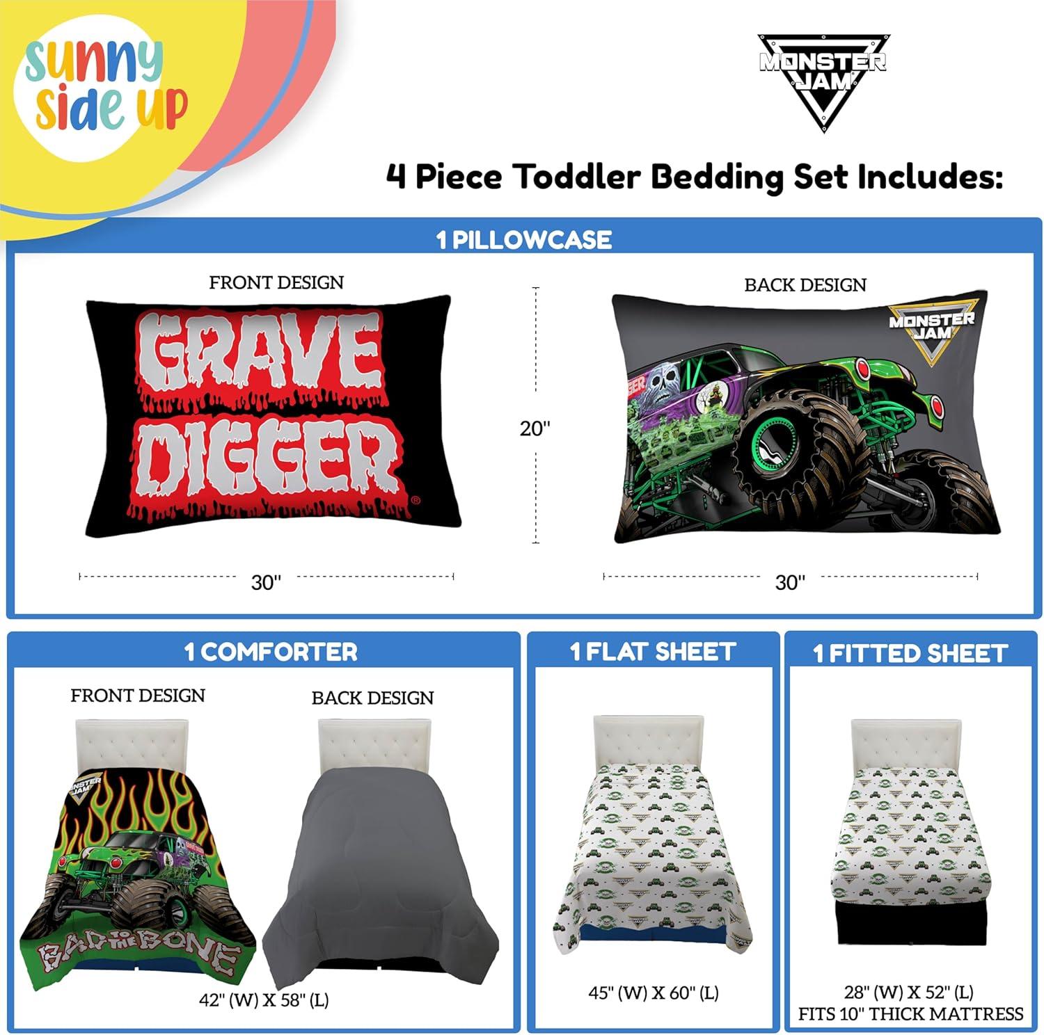imageSunny Side Up Bluey amp Friends Toddler Comforter Set 4 Piece Preschool Bedding Includes Comforter Sheets amp Pillow Cover Super Soft Microfiber Bed SetMulti Monster Jam