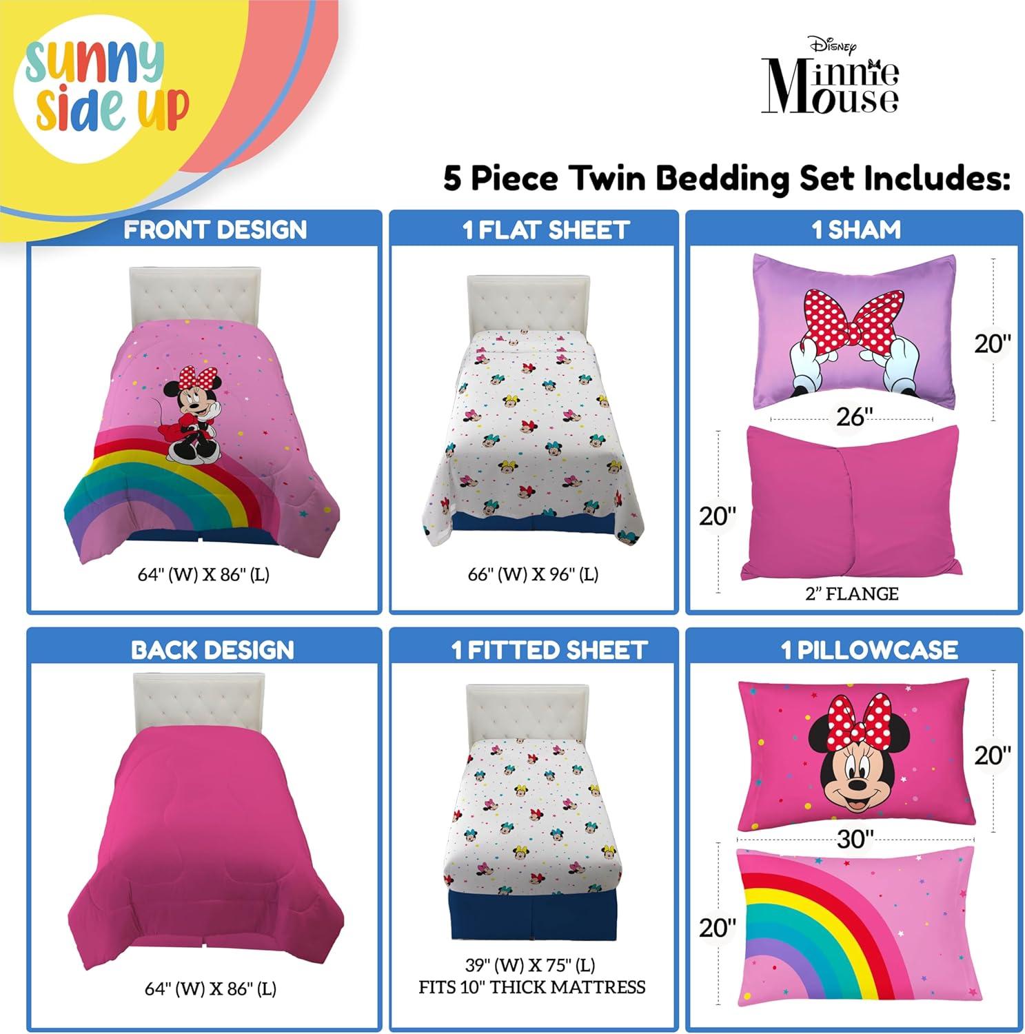 imageSunny Side Up Bluey amp Friends Toddler Comforter Set 4 Piece Preschool Bedding Includes Comforter Sheets amp Pillow Cover Super Soft Microfiber Bed SetPink Minnie Mouse